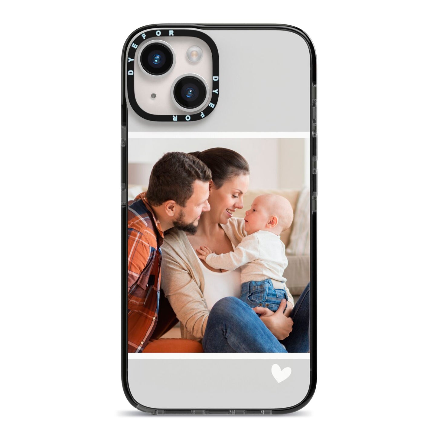 Personalised Family Portrait iPhone 14 Black Impact Case on Silver phone