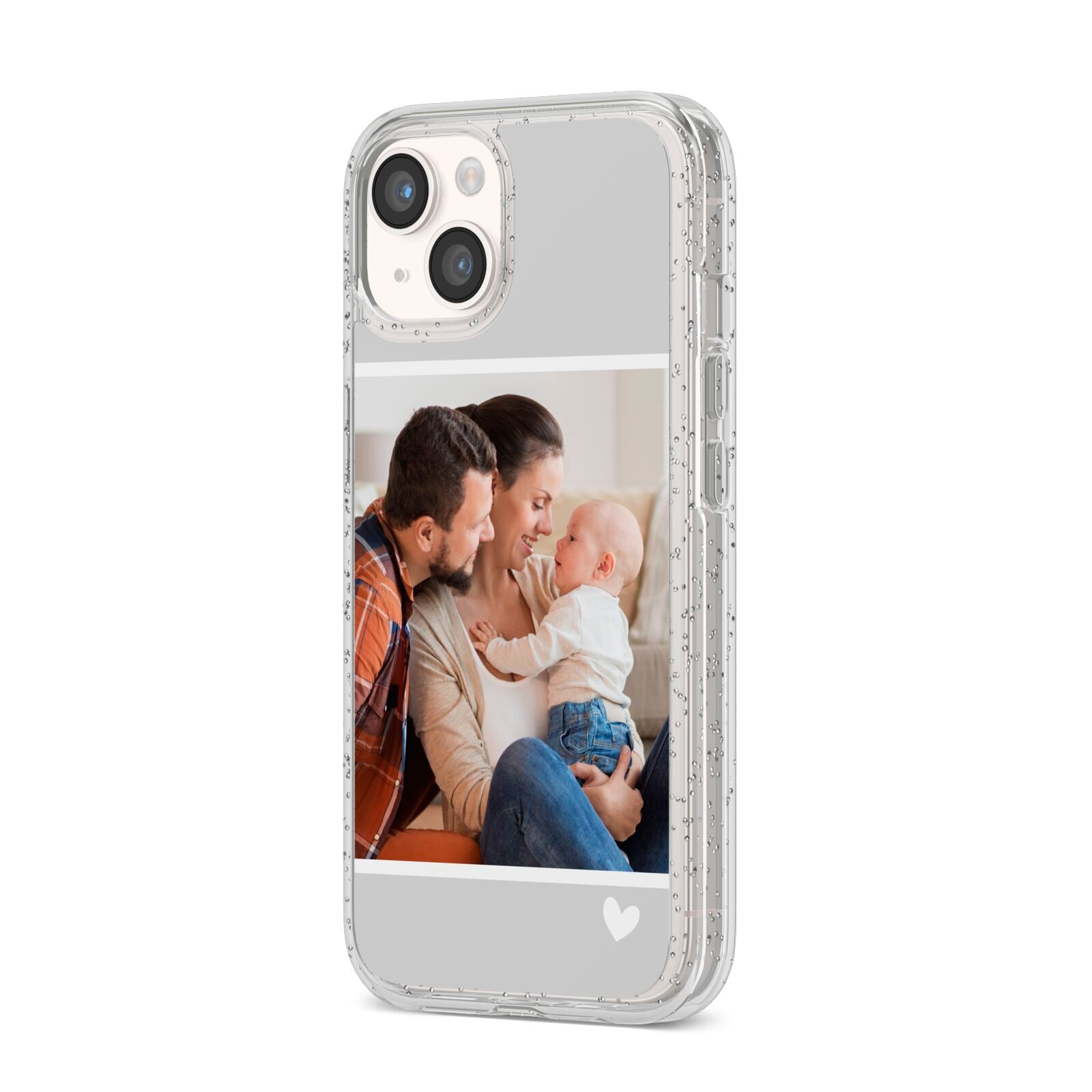 Personalised Family Portrait iPhone 14 Glitter Tough Case Starlight Angled Image