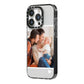 Personalised Family Portrait iPhone 14 Pro Black Impact Case Side Angle on Silver phone
