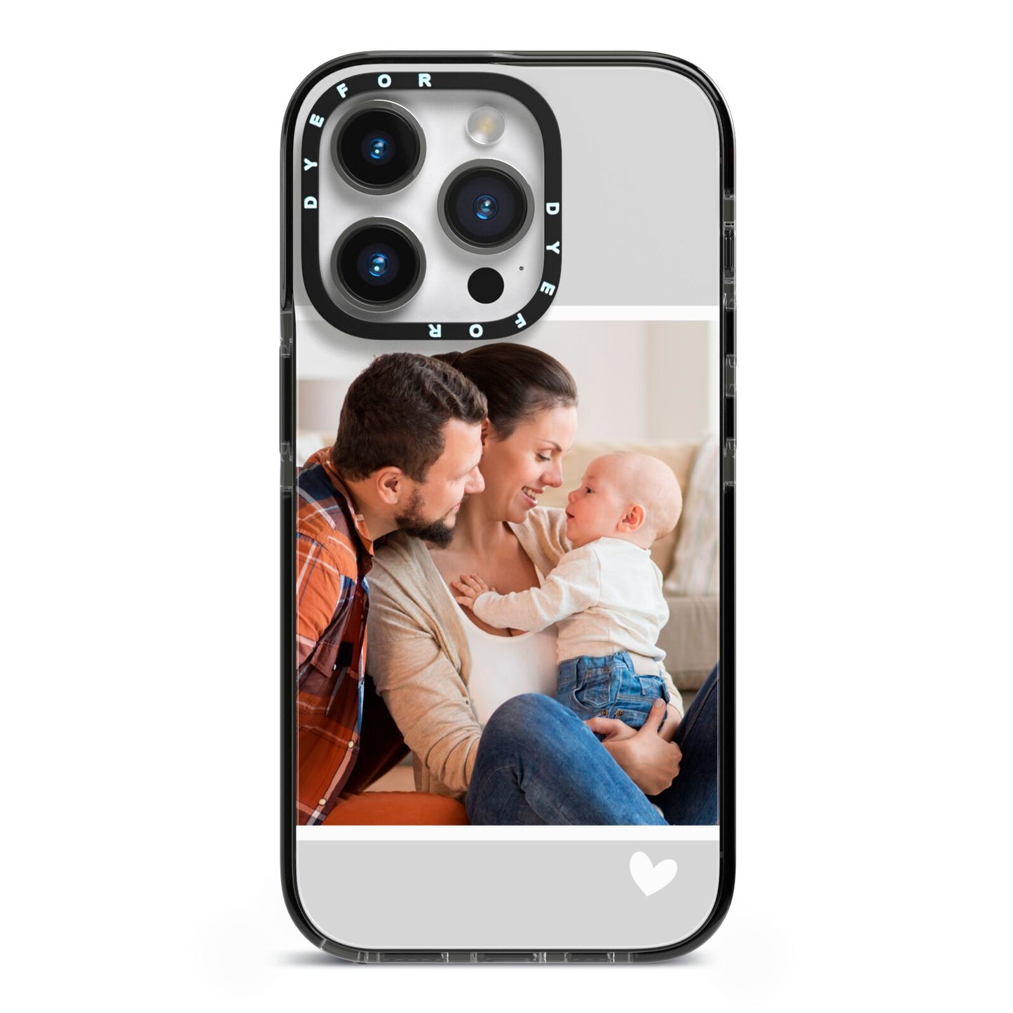 Personalised Family Portrait iPhone 14 Pro Black Impact Case on Silver phone