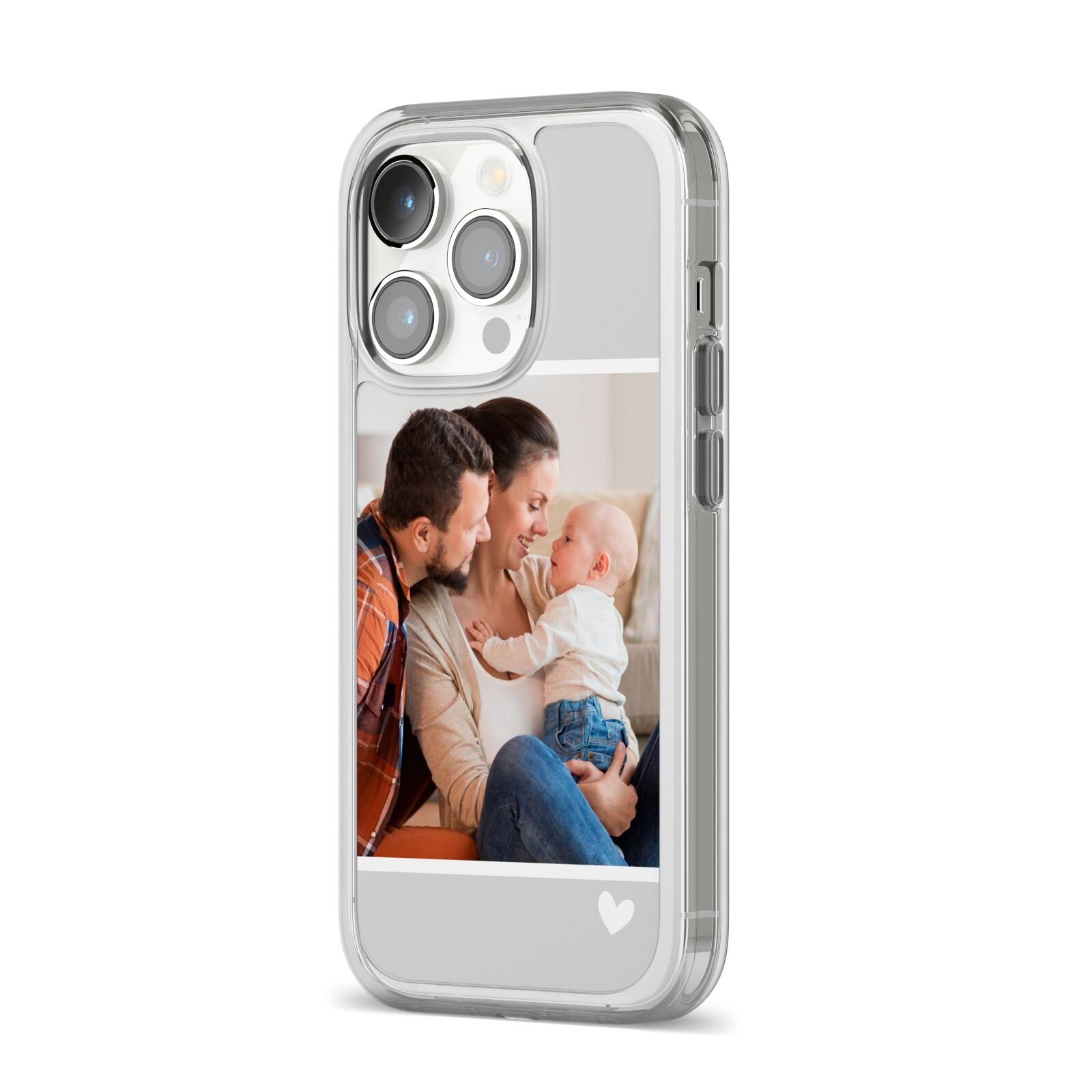 Personalised Family Portrait iPhone 14 Pro Clear Tough Case Silver Angled Image