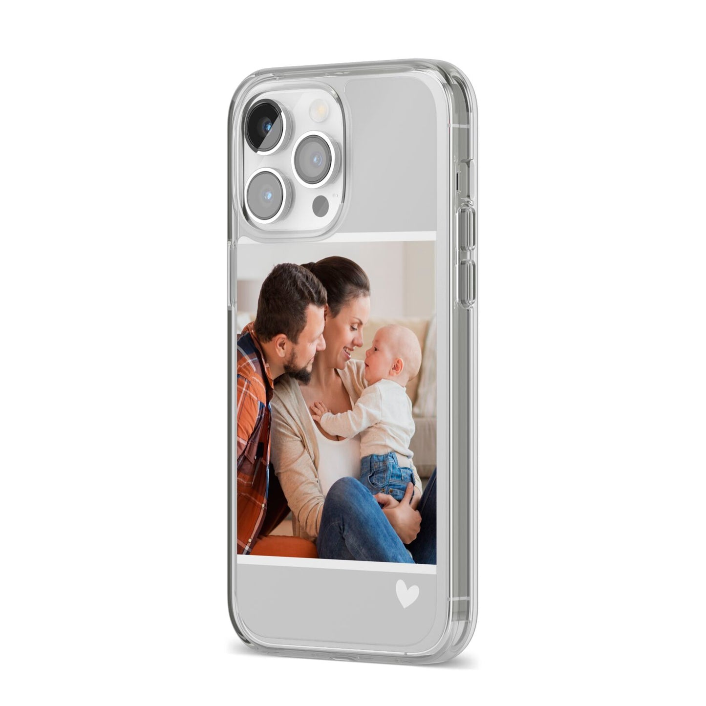 Personalised Family Portrait iPhone 14 Pro Max Clear Tough Case Silver Angled Image