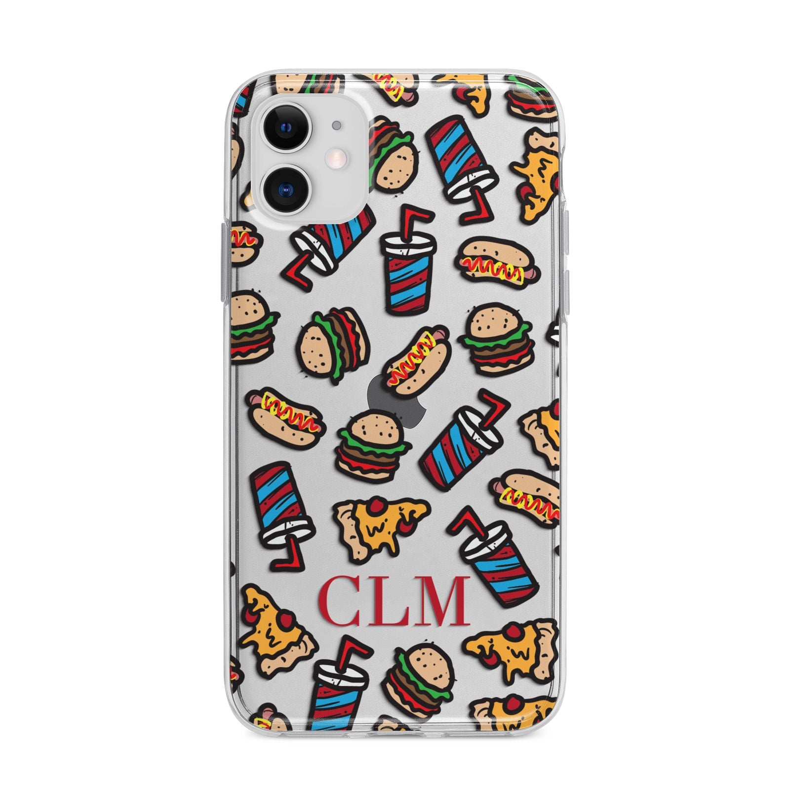 Personalised Fast Food Initials Apple iPhone 11 in White with Bumper Case