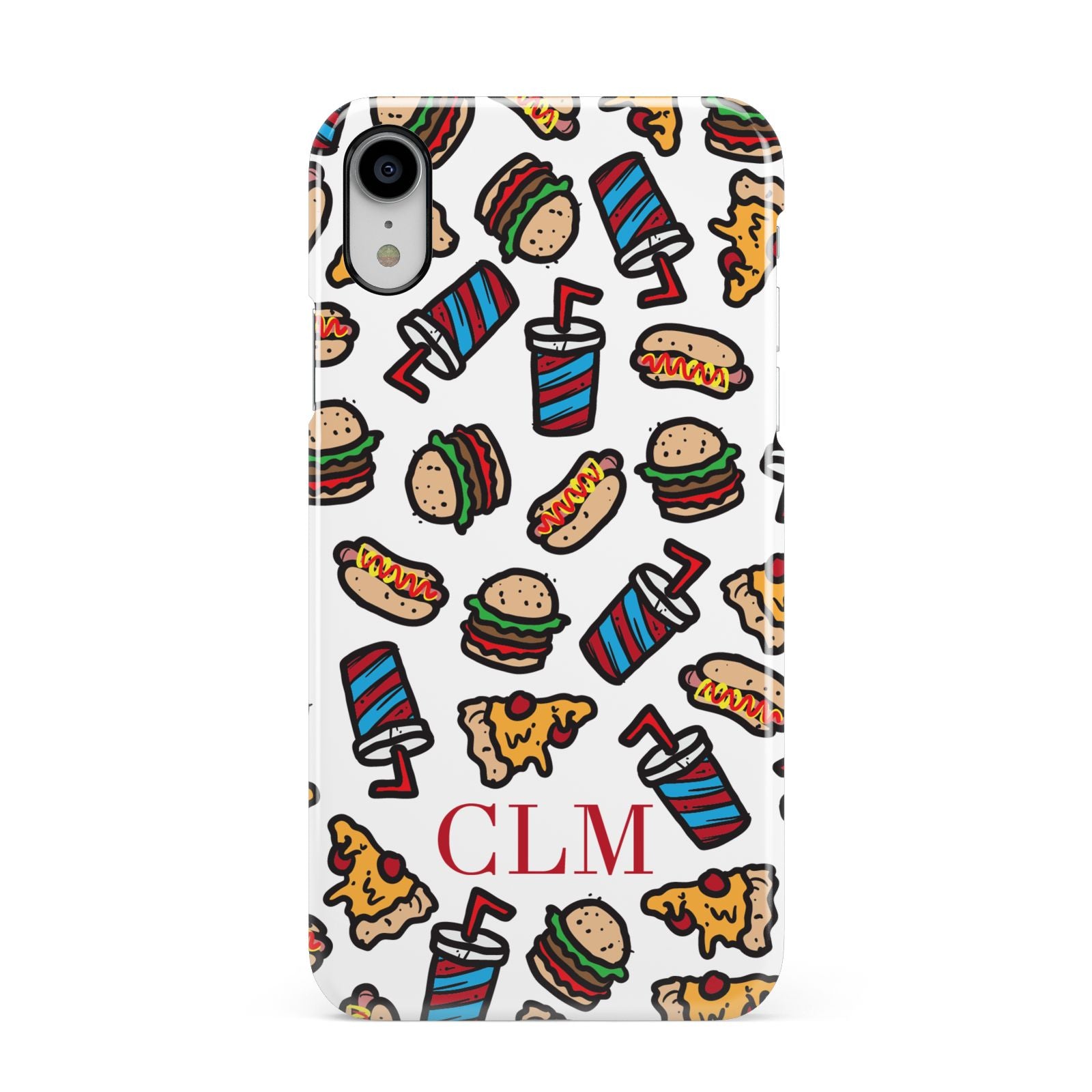 Personalised Fast Food Initials Apple iPhone XR White 3D Snap Case
