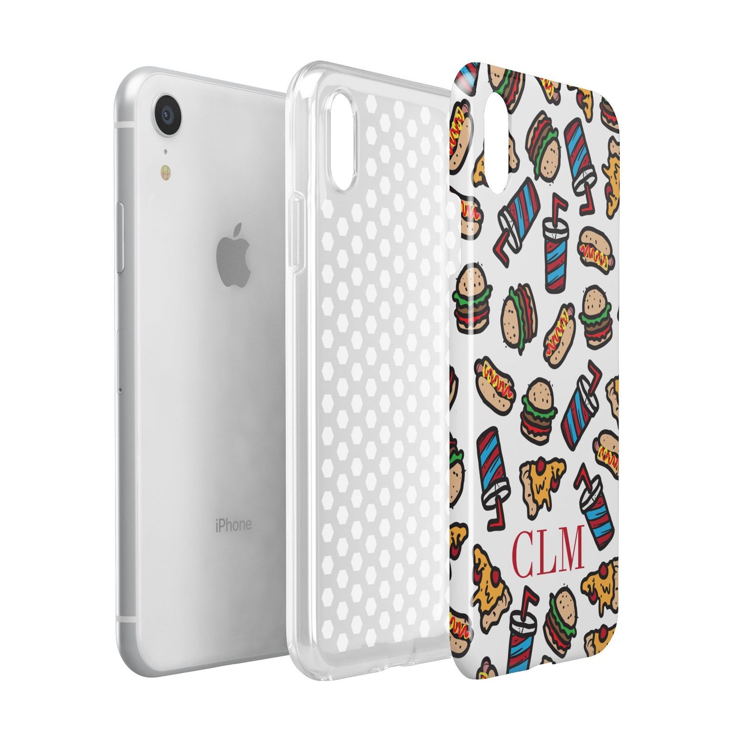 Personalised Fast Food Initials Apple iPhone XR White 3D Tough Case Expanded view