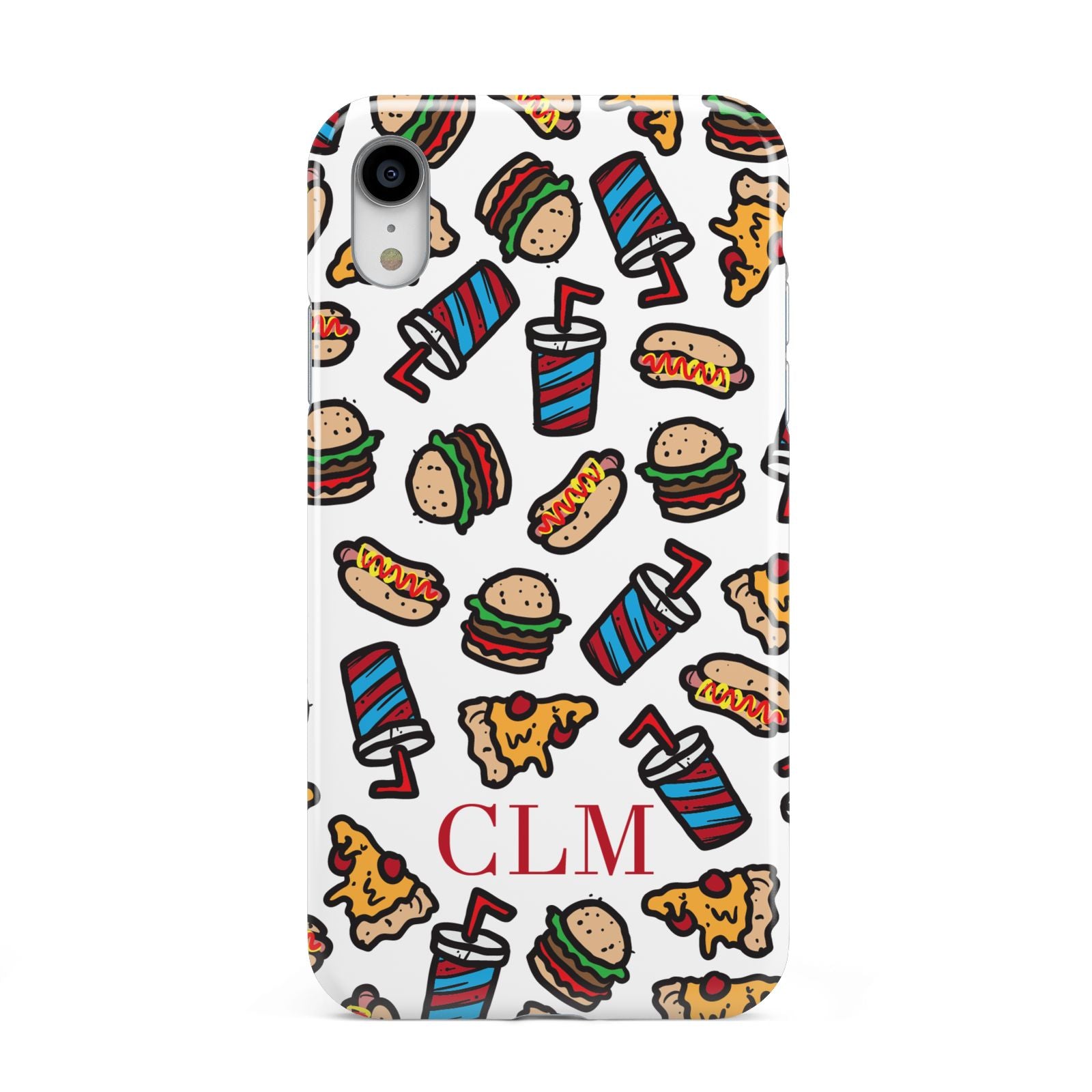 Personalised Fast Food Initials Apple iPhone XR White 3D Tough Case