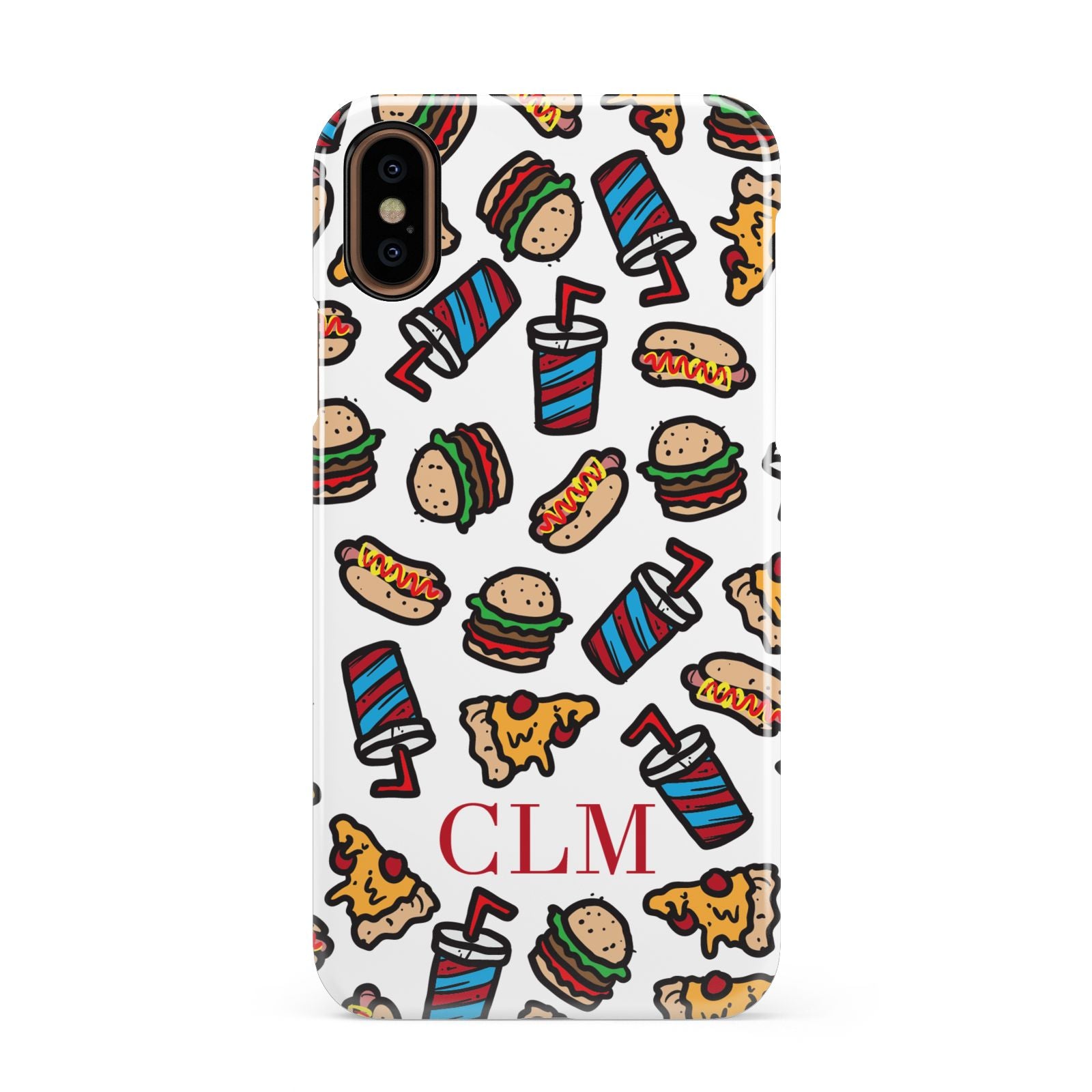 Personalised Fast Food Initials Apple iPhone XS 3D Snap Case
