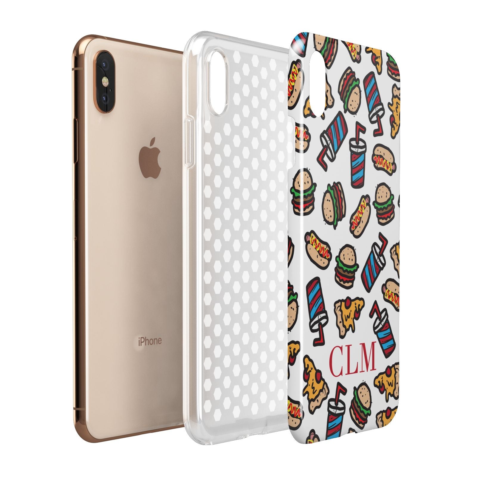 Personalised Fast Food Initials Apple iPhone Xs Max 3D Tough Case Expanded View