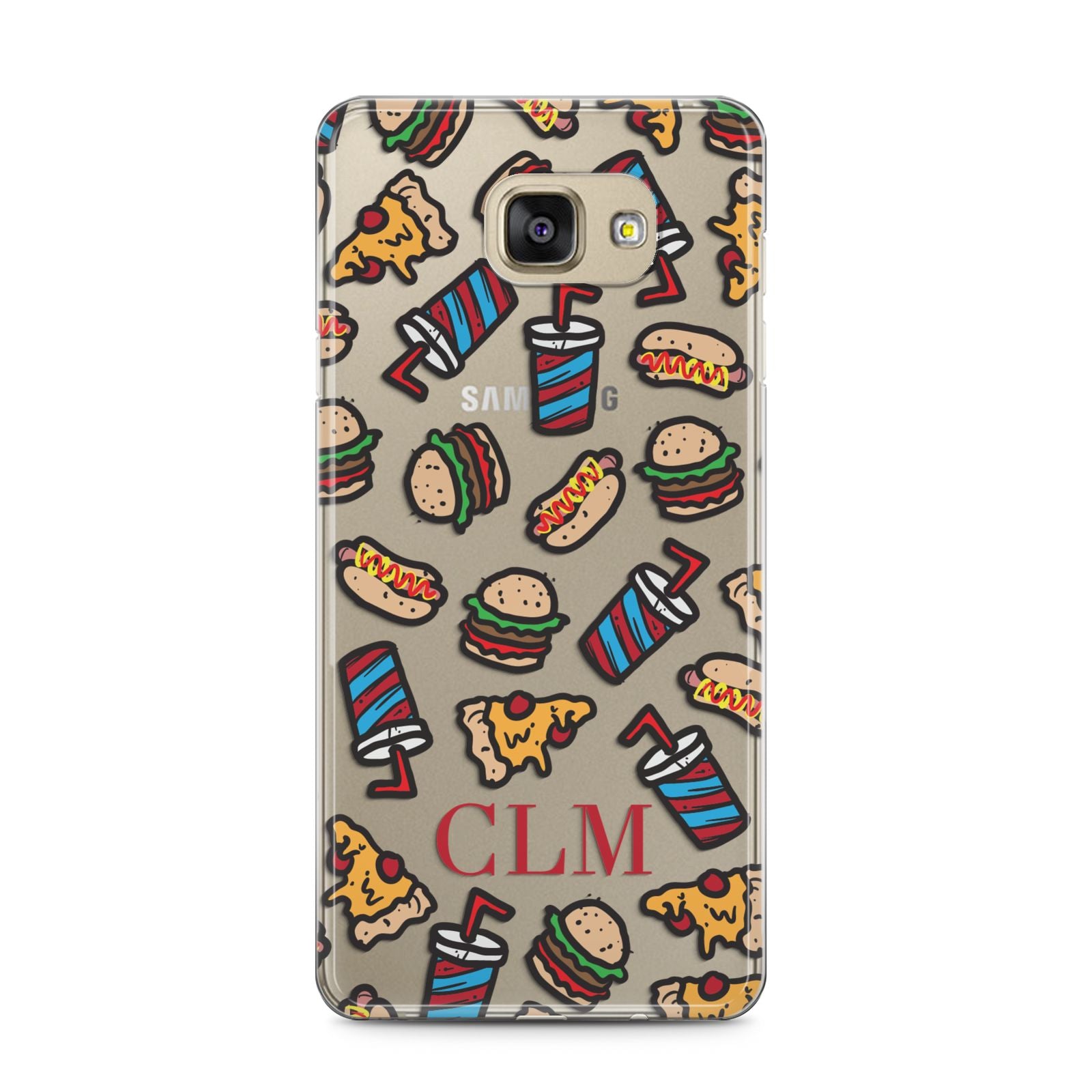 Personalised Fast Food Initials Samsung Galaxy A5 2016 Case on gold phone