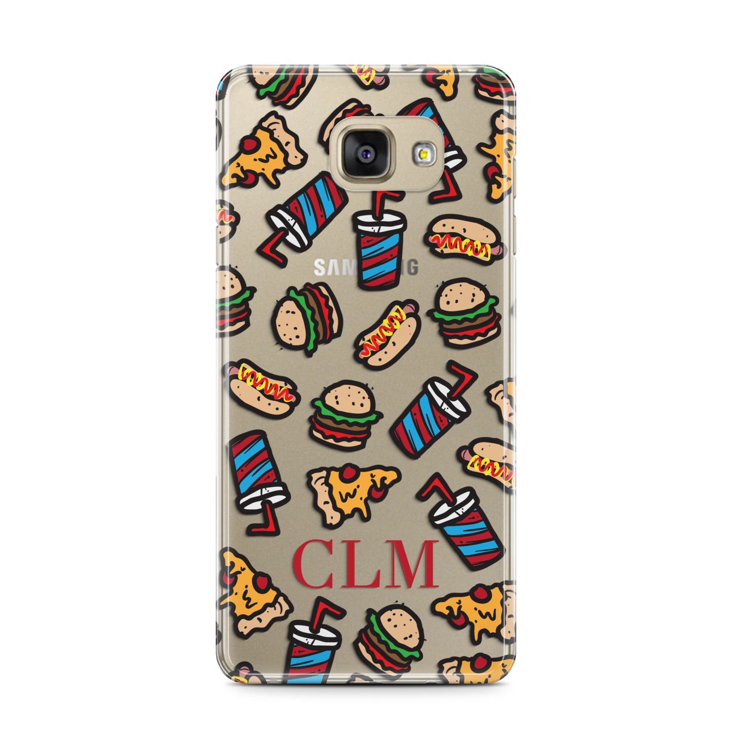 Personalised Fast Food Initials Samsung Galaxy A7 2016 Case on gold phone