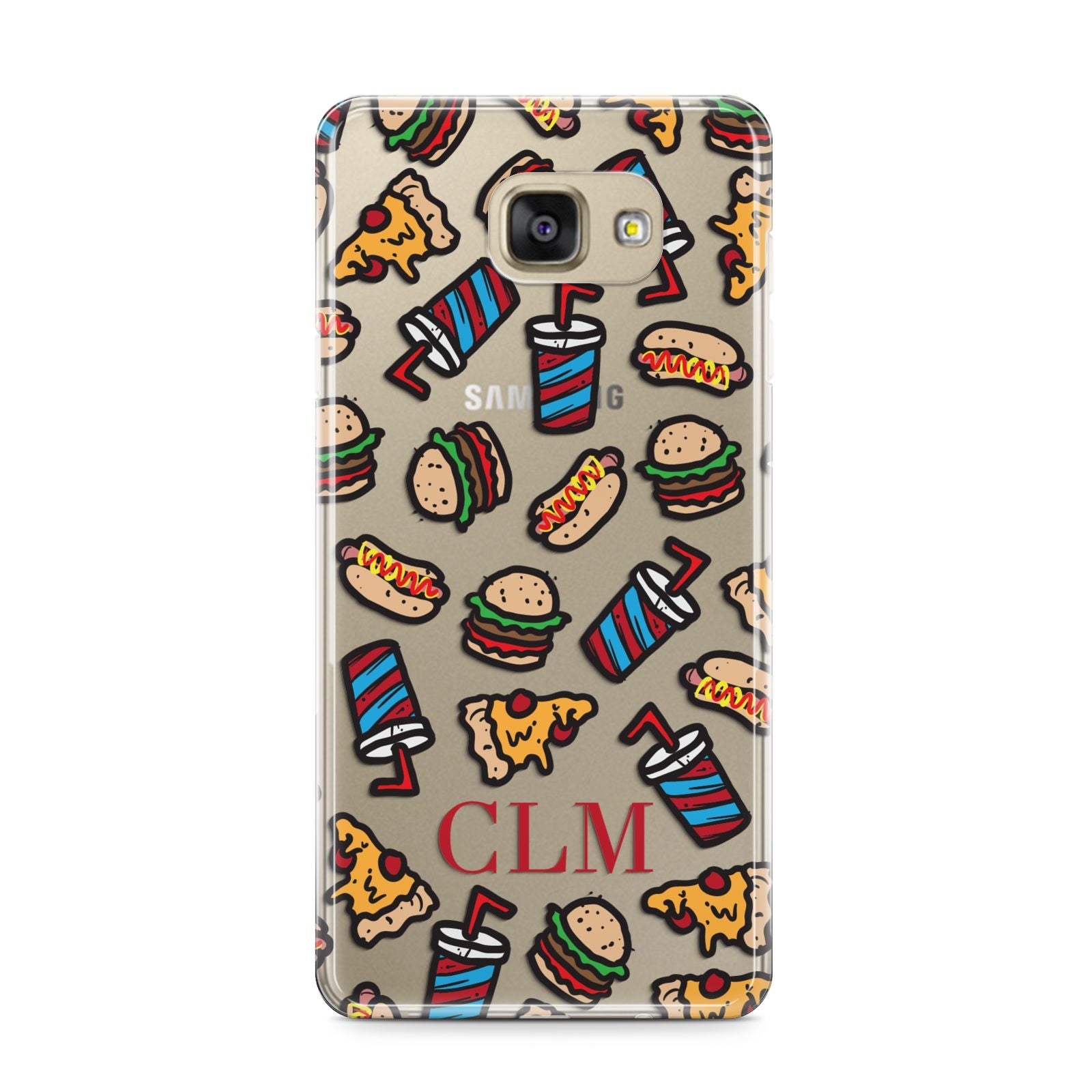Personalised Fast Food Initials Samsung Galaxy A9 2016 Case on gold phone
