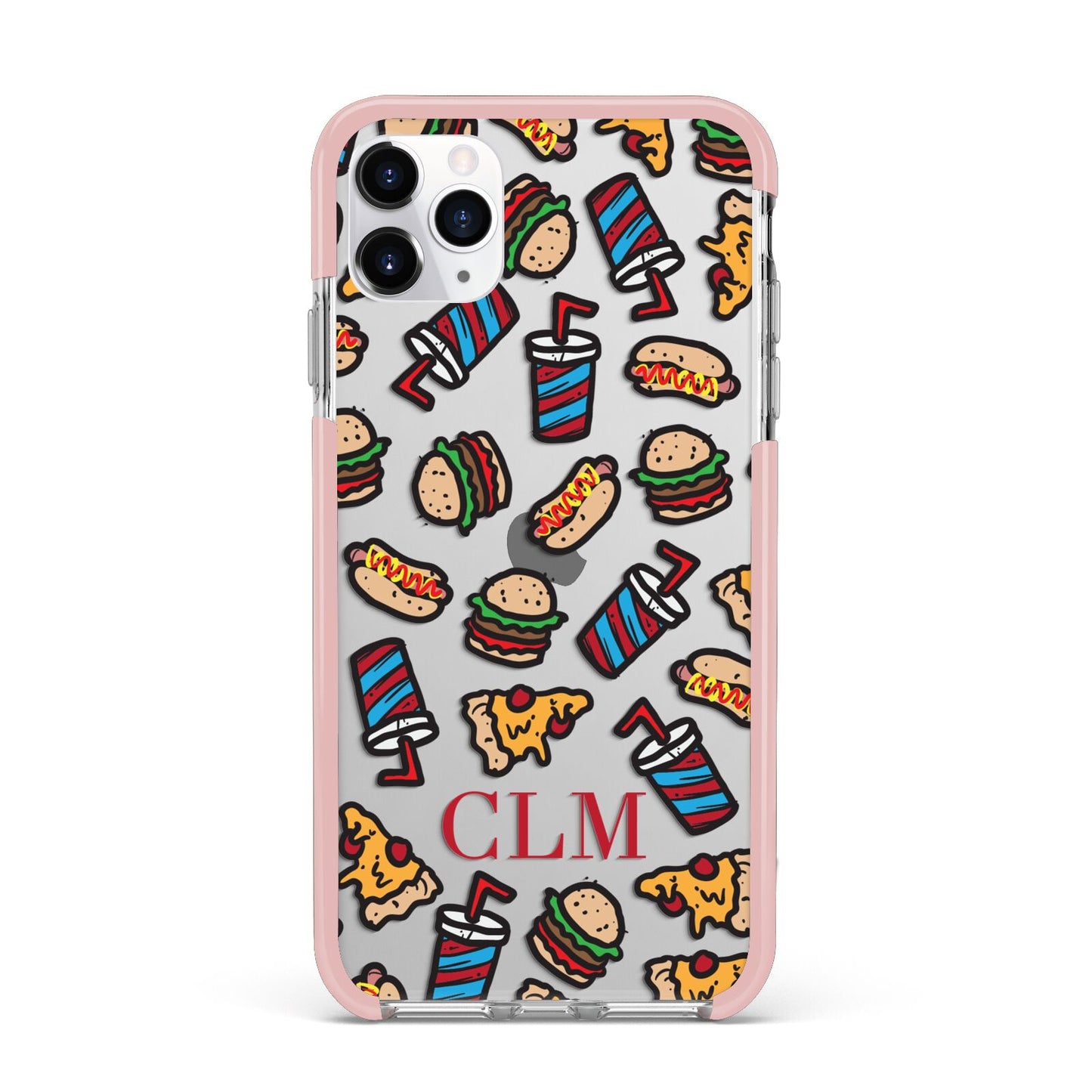 Personalised Fast Food Initials iPhone 11 Pro Max Impact Pink Edge Case