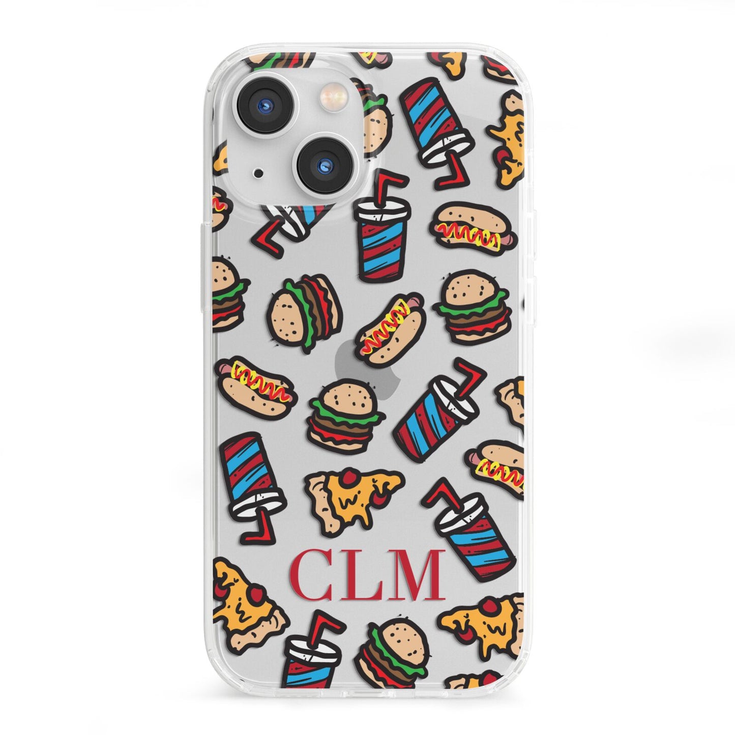 Personalised Fast Food Initials iPhone 13 Mini Clear Bumper Case