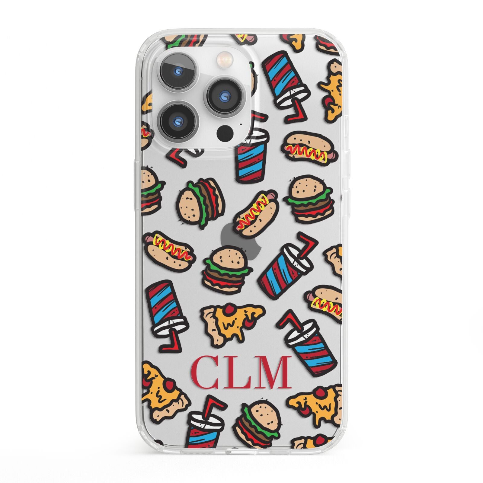 Personalised Fast Food Initials iPhone 13 Pro Clear Bumper Case