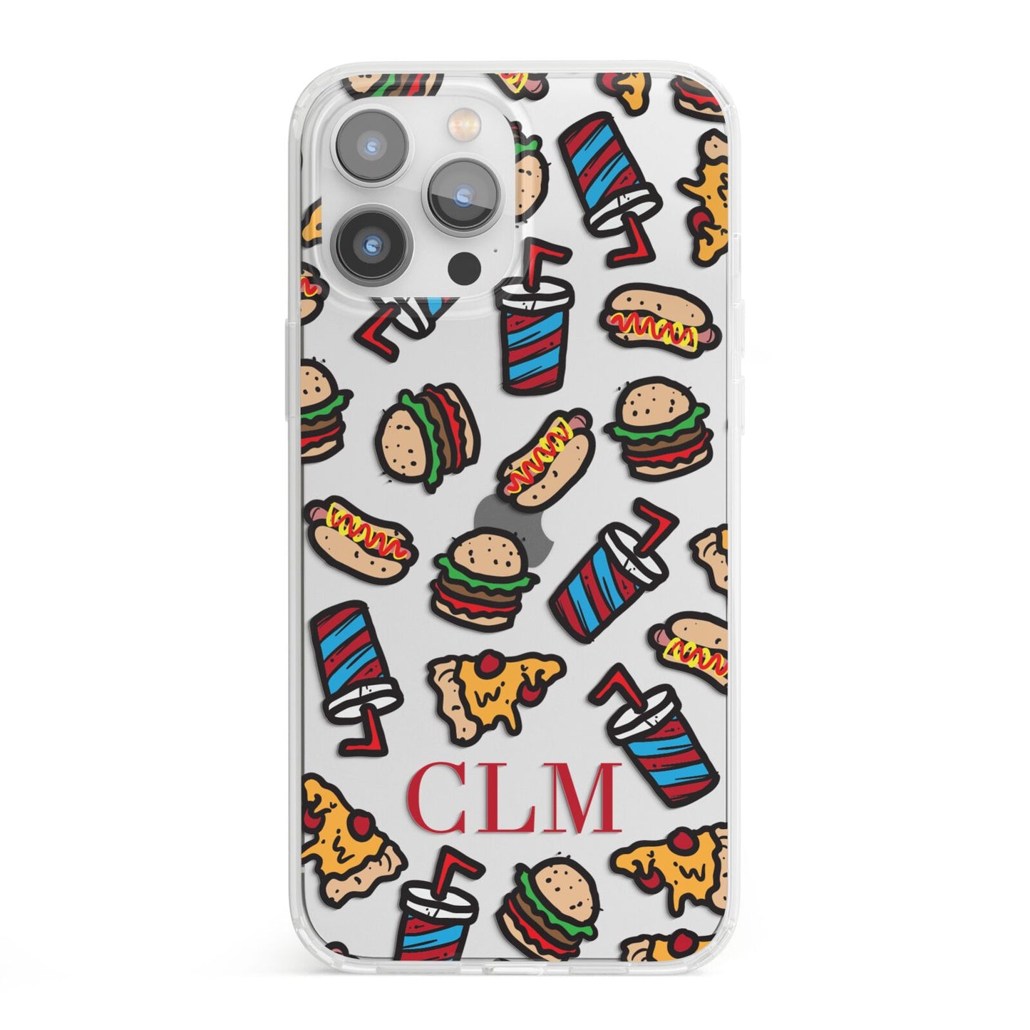 Personalised Fast Food Initials iPhone 13 Pro Max Clear Bumper Case