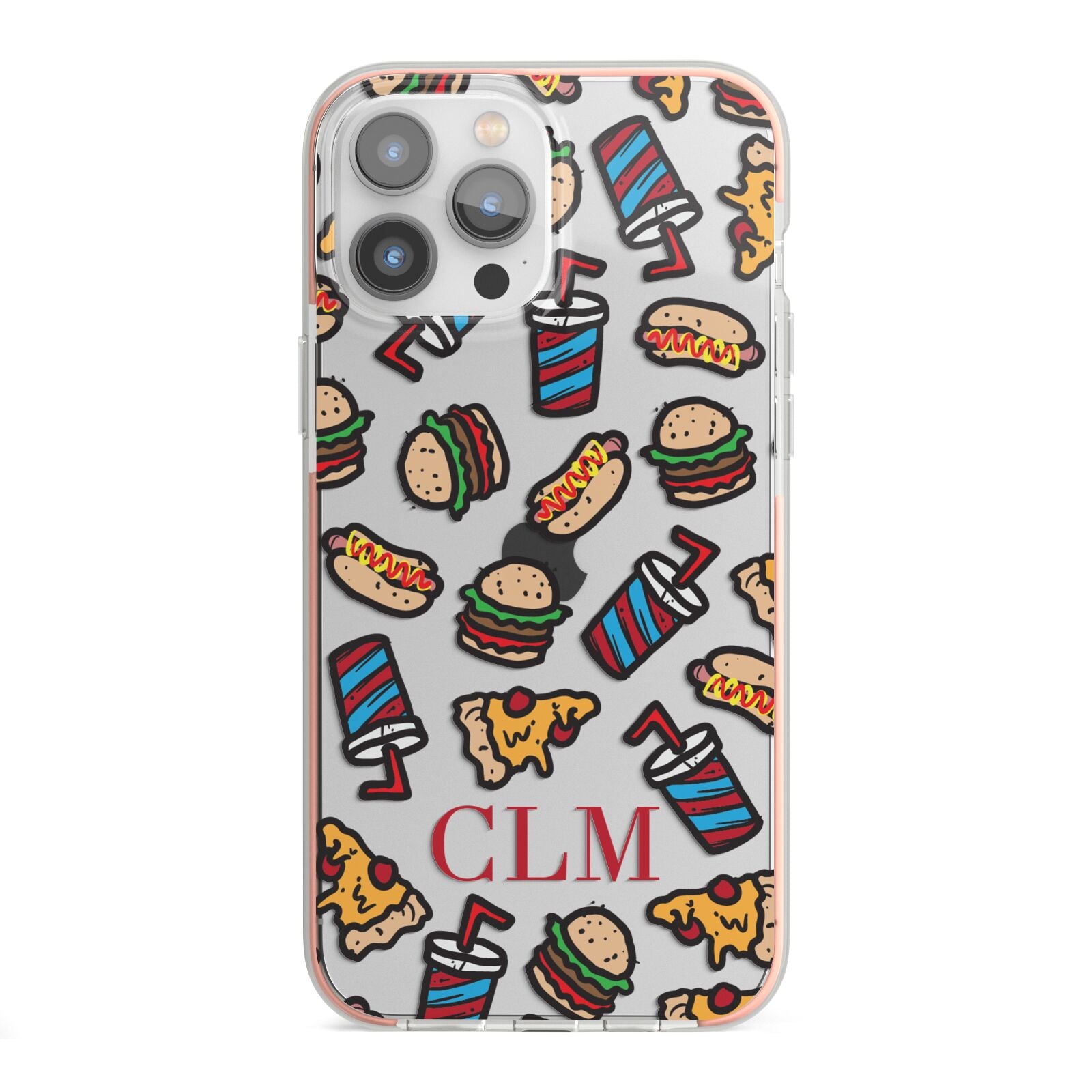 Personalised Fast Food Initials iPhone 13 Pro Max TPU Impact Case with Pink Edges