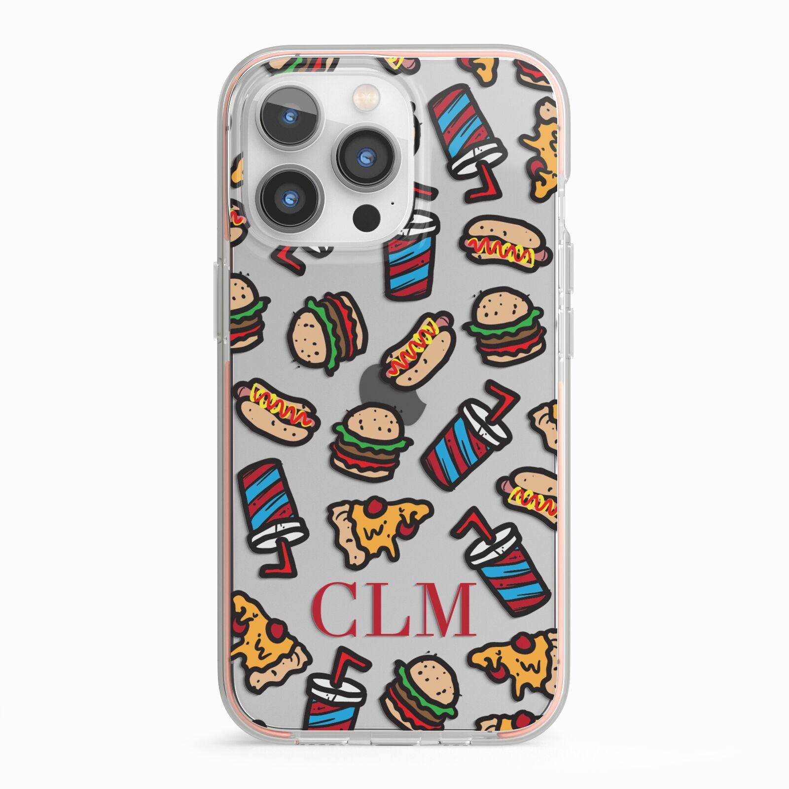 Personalised Fast Food Initials iPhone 13 Pro TPU Impact Case with Pink Edges