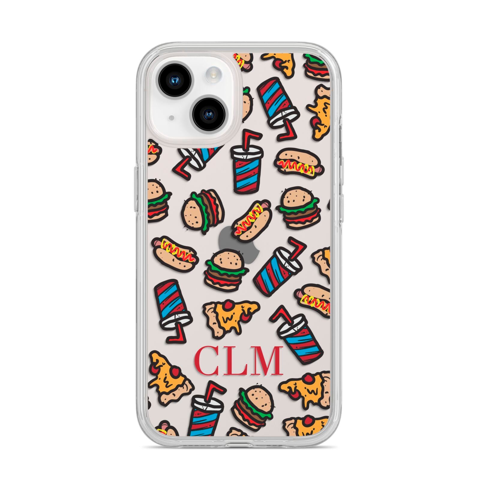 Personalised Fast Food Initials iPhone 14 Clear Tough Case Starlight