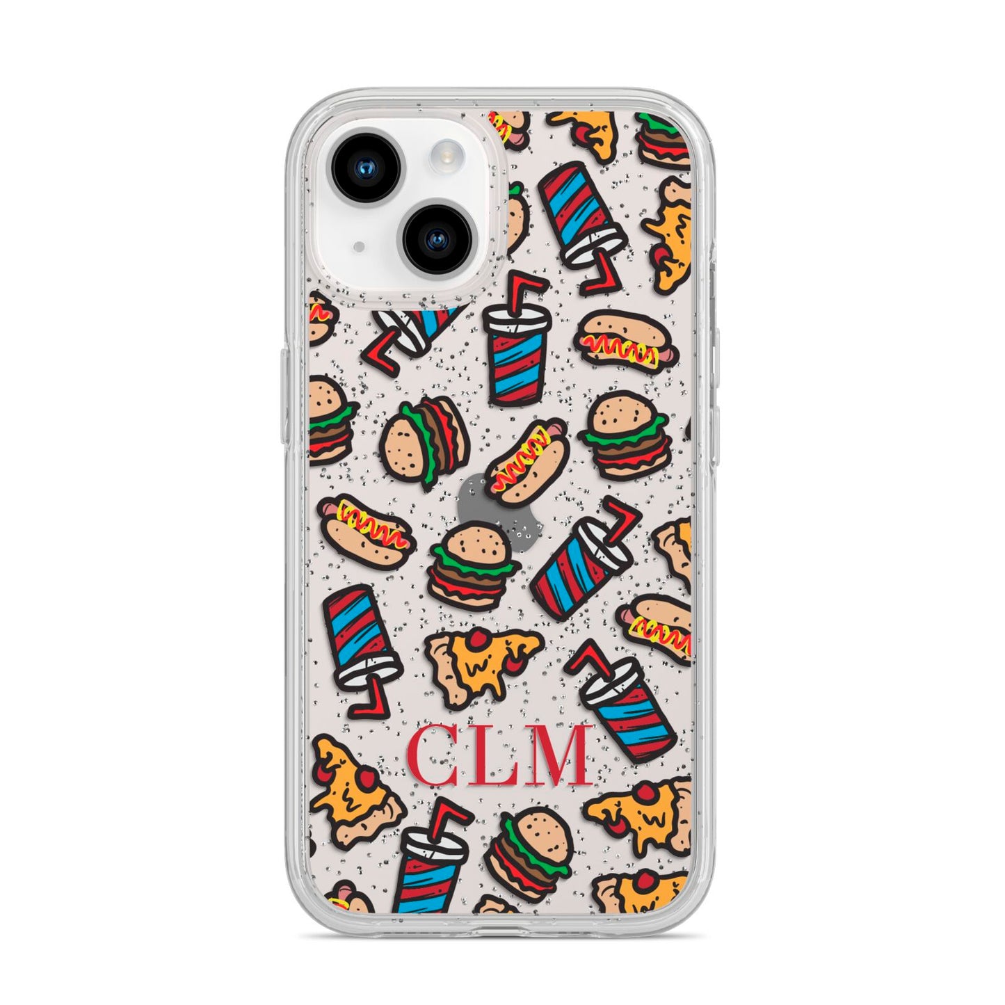Personalised Fast Food Initials iPhone 14 Glitter Tough Case Starlight