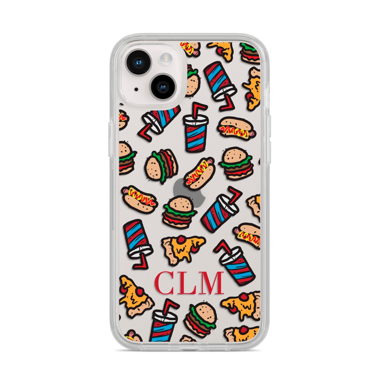 Personalised Fast Food Initials iPhone 14 Plus Clear Tough Case Starlight