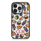 Personalised Fast Food Initials iPhone 14 Pro Black Impact Case on Silver phone