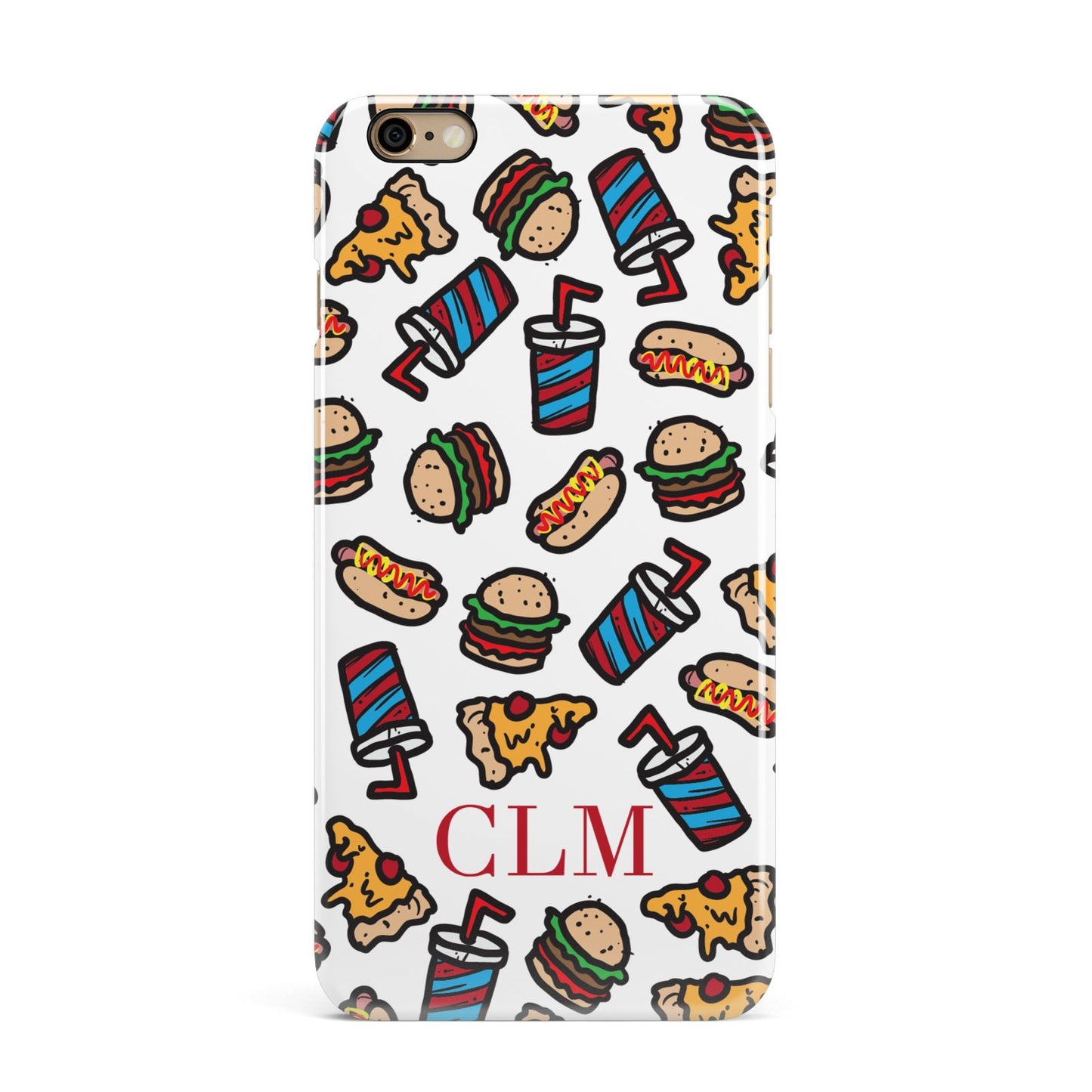 Personalised Fast Food Initials iPhone 6 Plus 3D Snap Case on Gold Phone