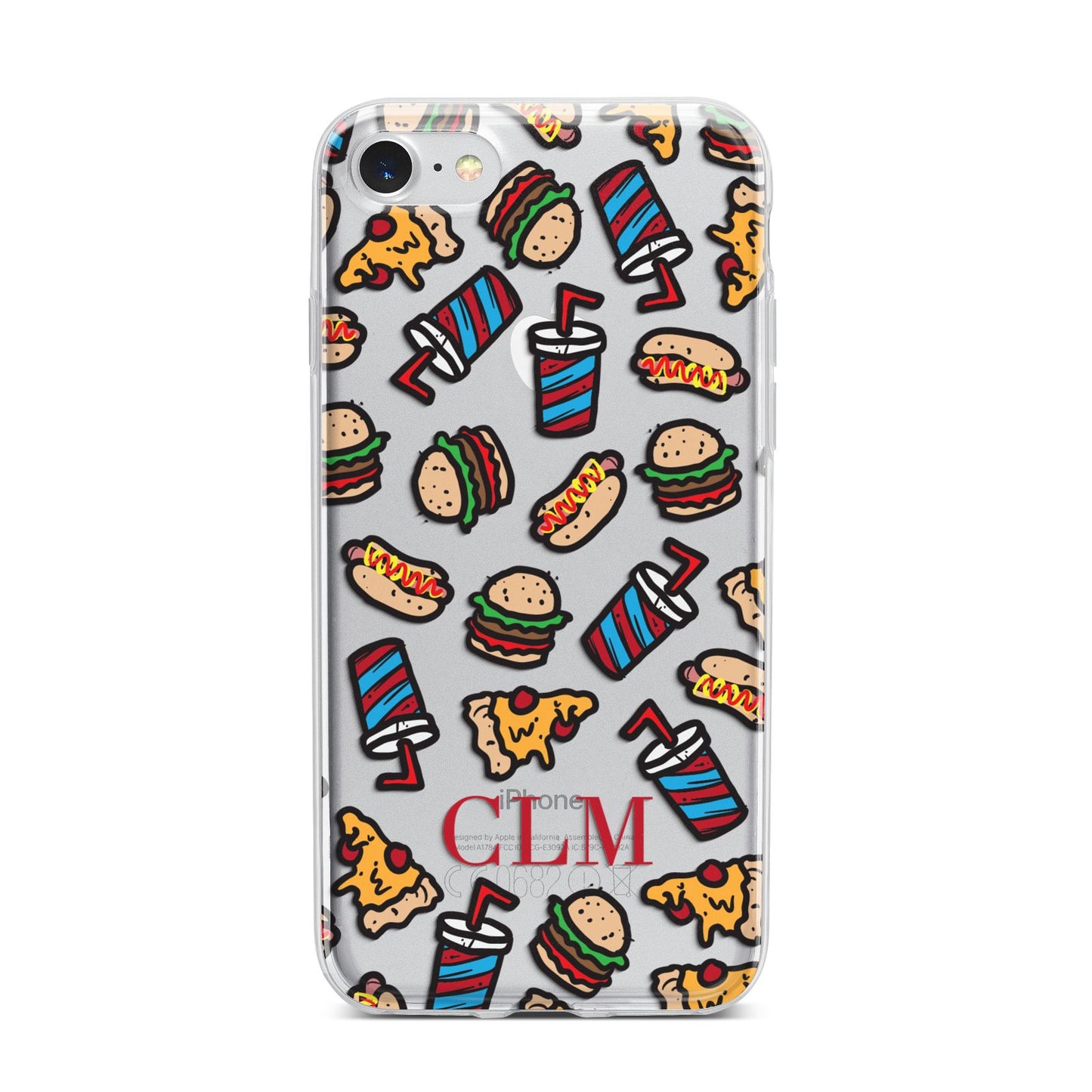 Personalised Fast Food Initials iPhone 7 Bumper Case on Silver iPhone