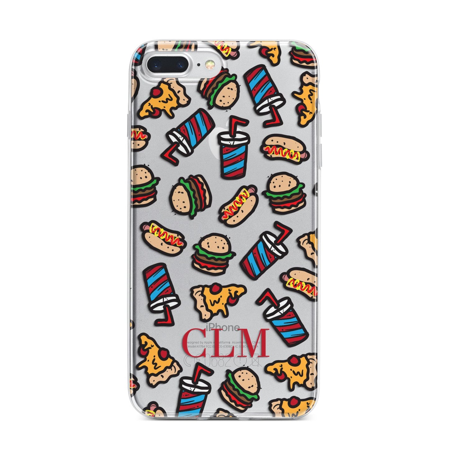 Personalised Fast Food Initials iPhone 7 Plus Bumper Case on Silver iPhone