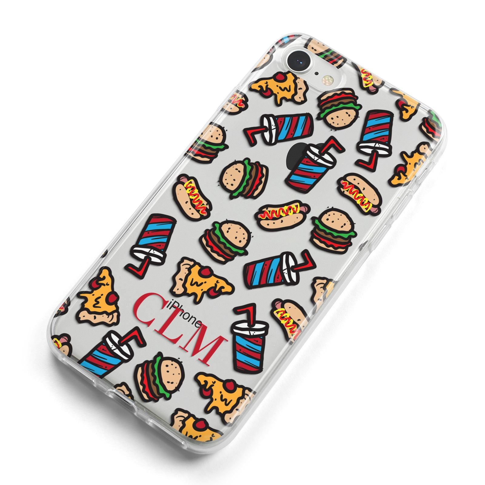 Personalised Fast Food Initials iPhone 8 Bumper Case on Silver iPhone Alternative Image