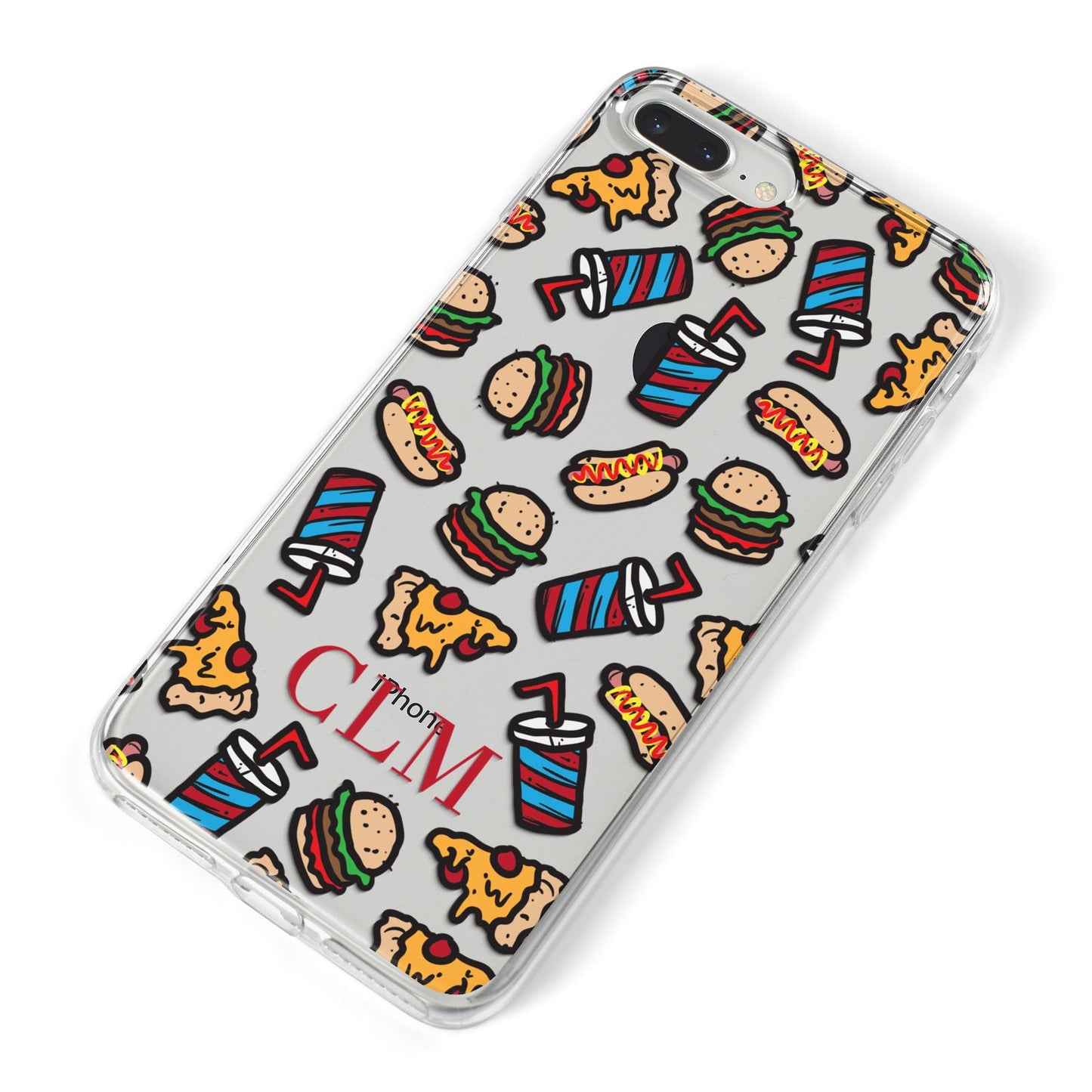 Personalised Fast Food Initials iPhone 8 Plus Bumper Case on Silver iPhone Alternative Image