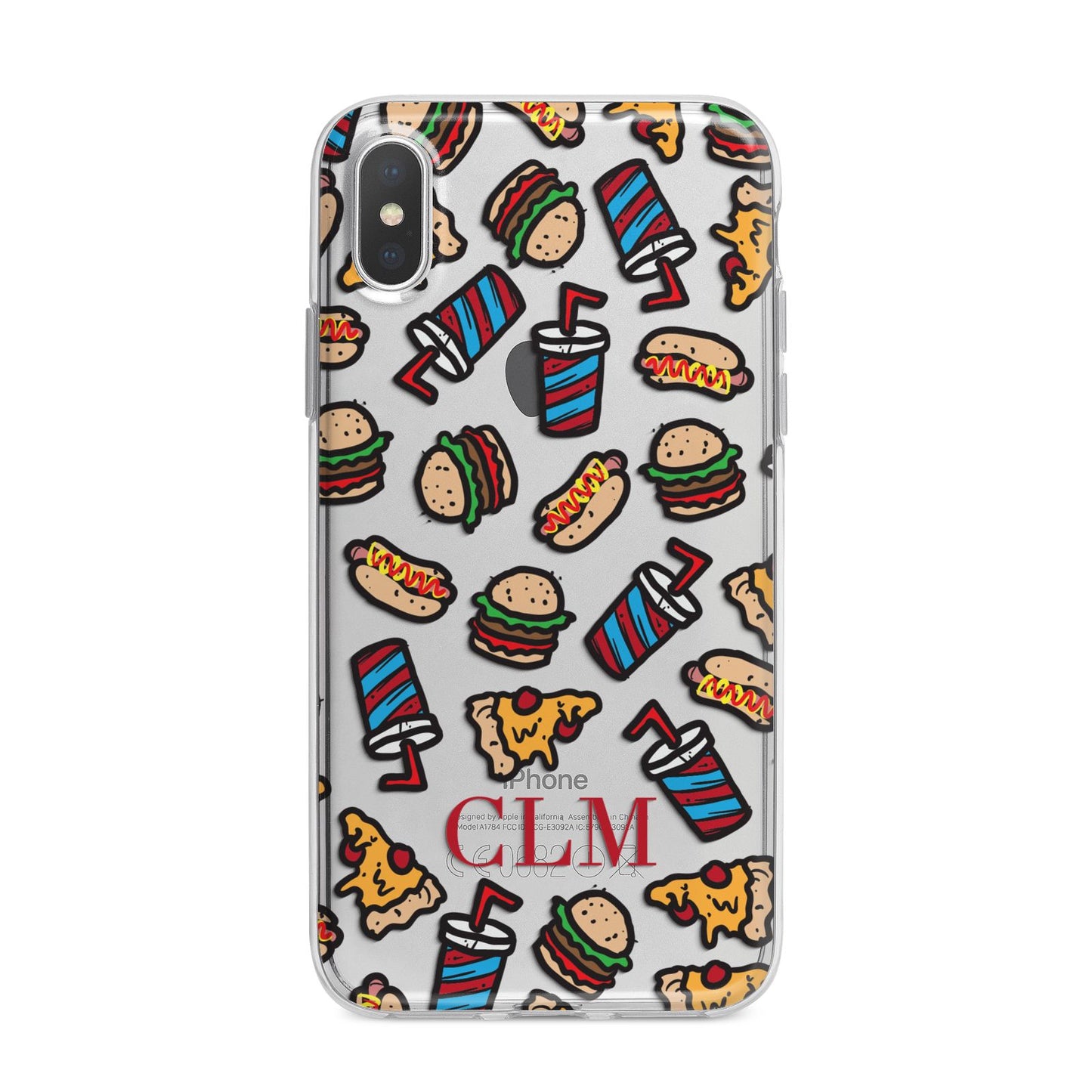 Personalised Fast Food Initials iPhone X Bumper Case on Silver iPhone Alternative Image 1