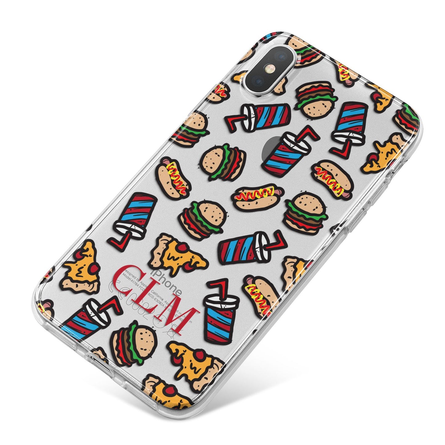 Personalised Fast Food Initials iPhone X Bumper Case on Silver iPhone