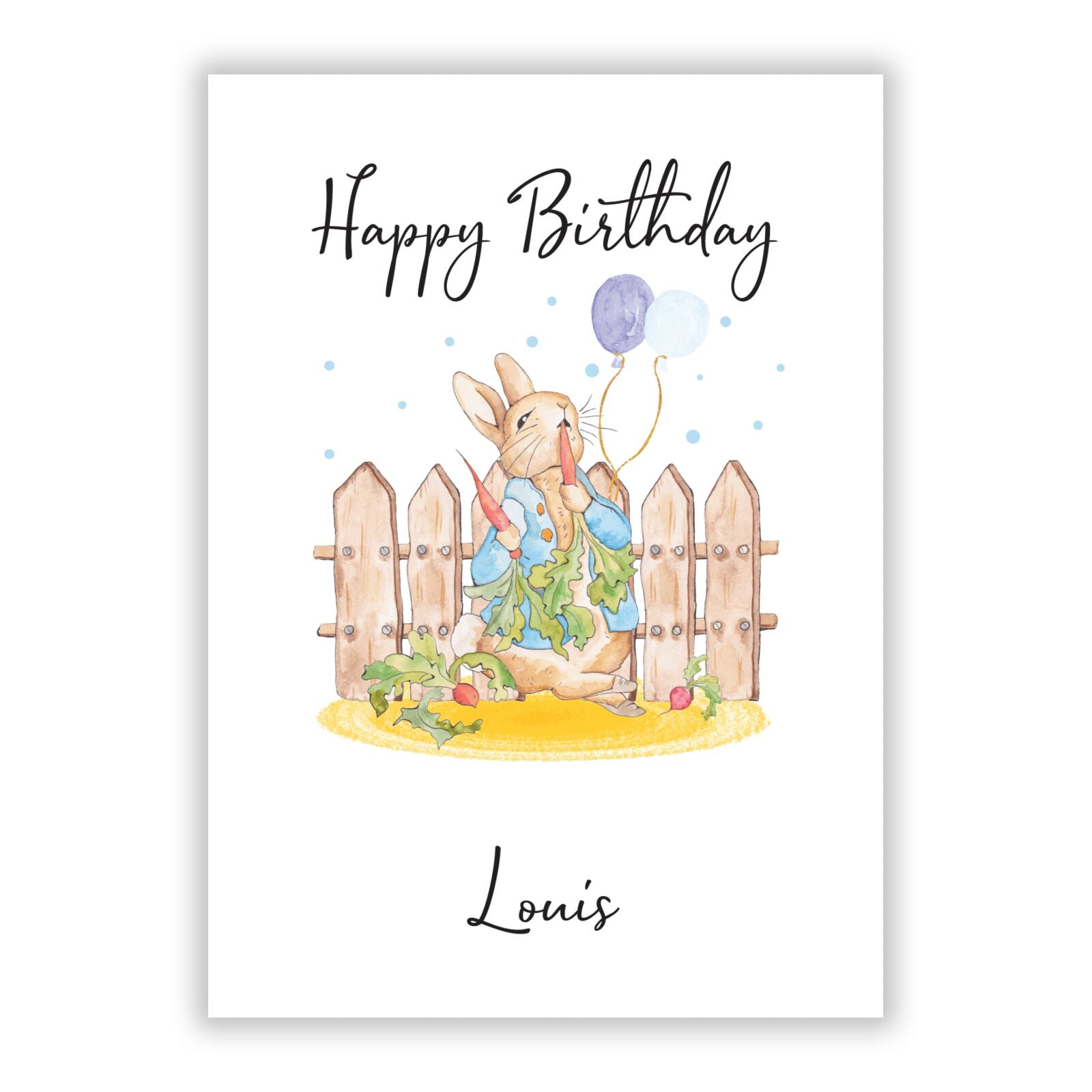 Personalised Father s Day Rabbit A5 Flat Greetings Card