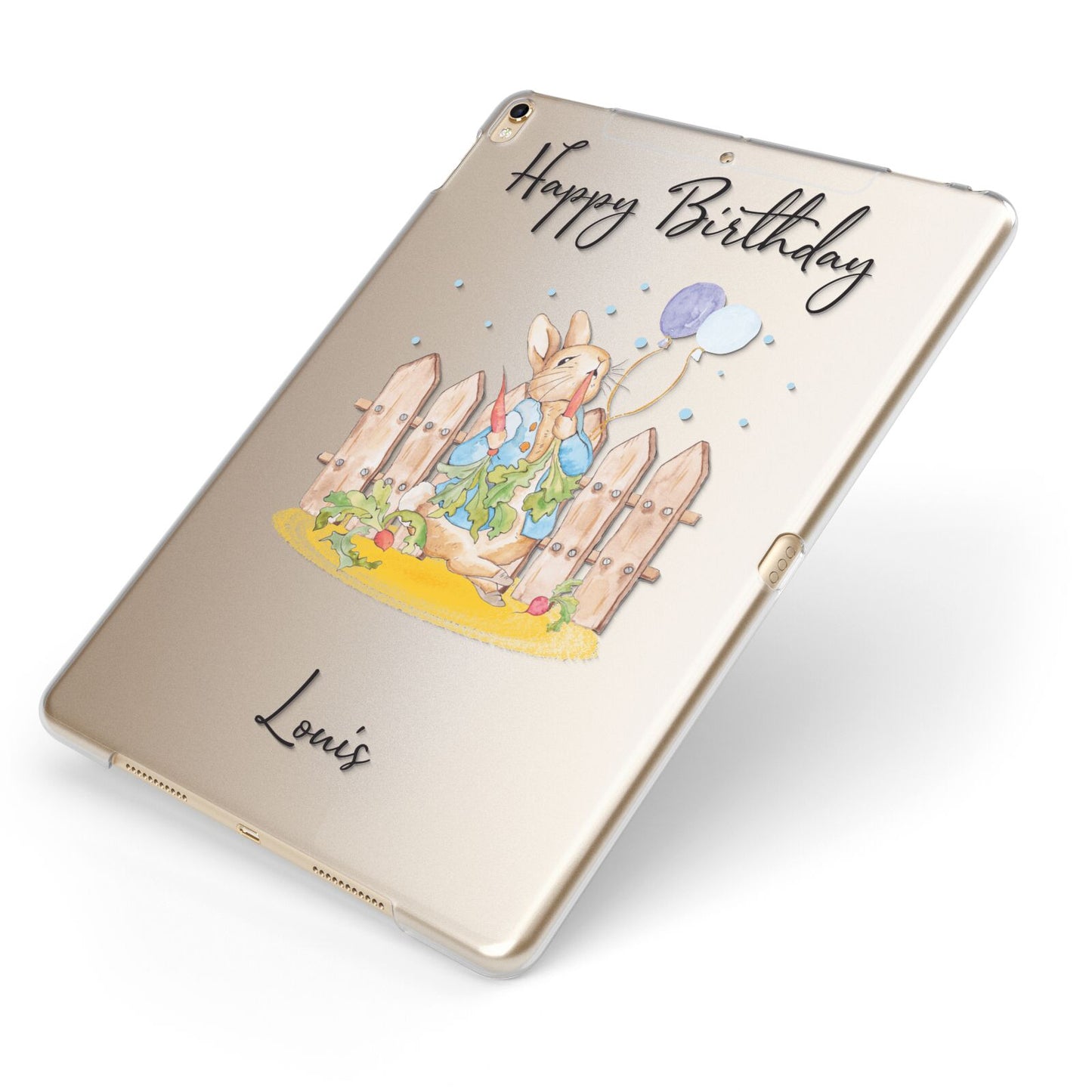 Personalised Father s Day Rabbit Apple iPad Case on Gold iPad Side View