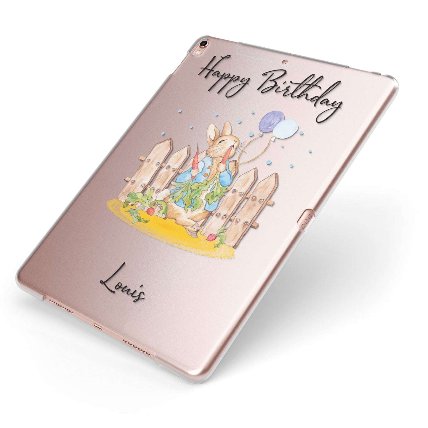 Personalised Father s Day Rabbit Apple iPad Case on Rose Gold iPad Side View