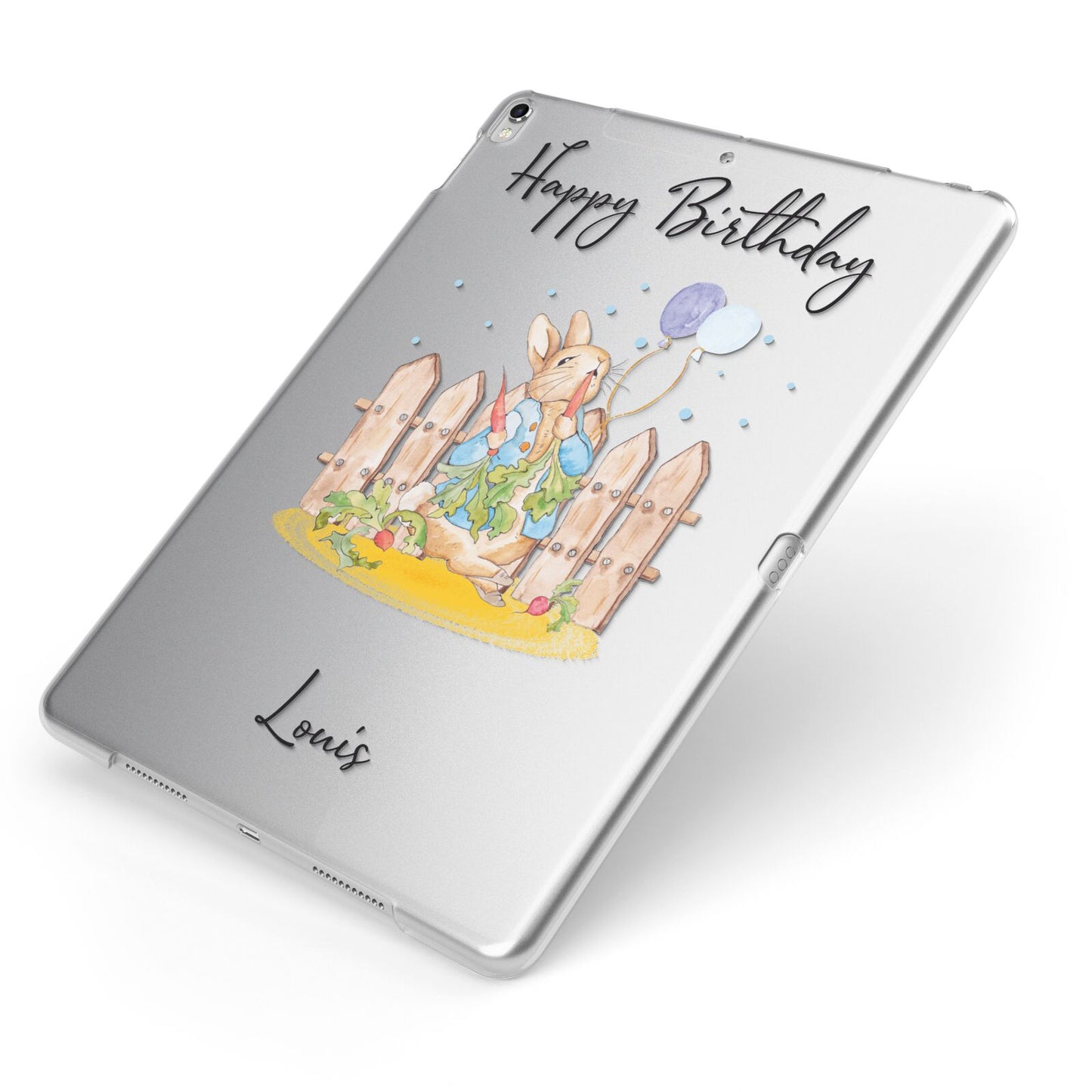 Personalised Father s Day Rabbit Apple iPad Case on Silver iPad Side View