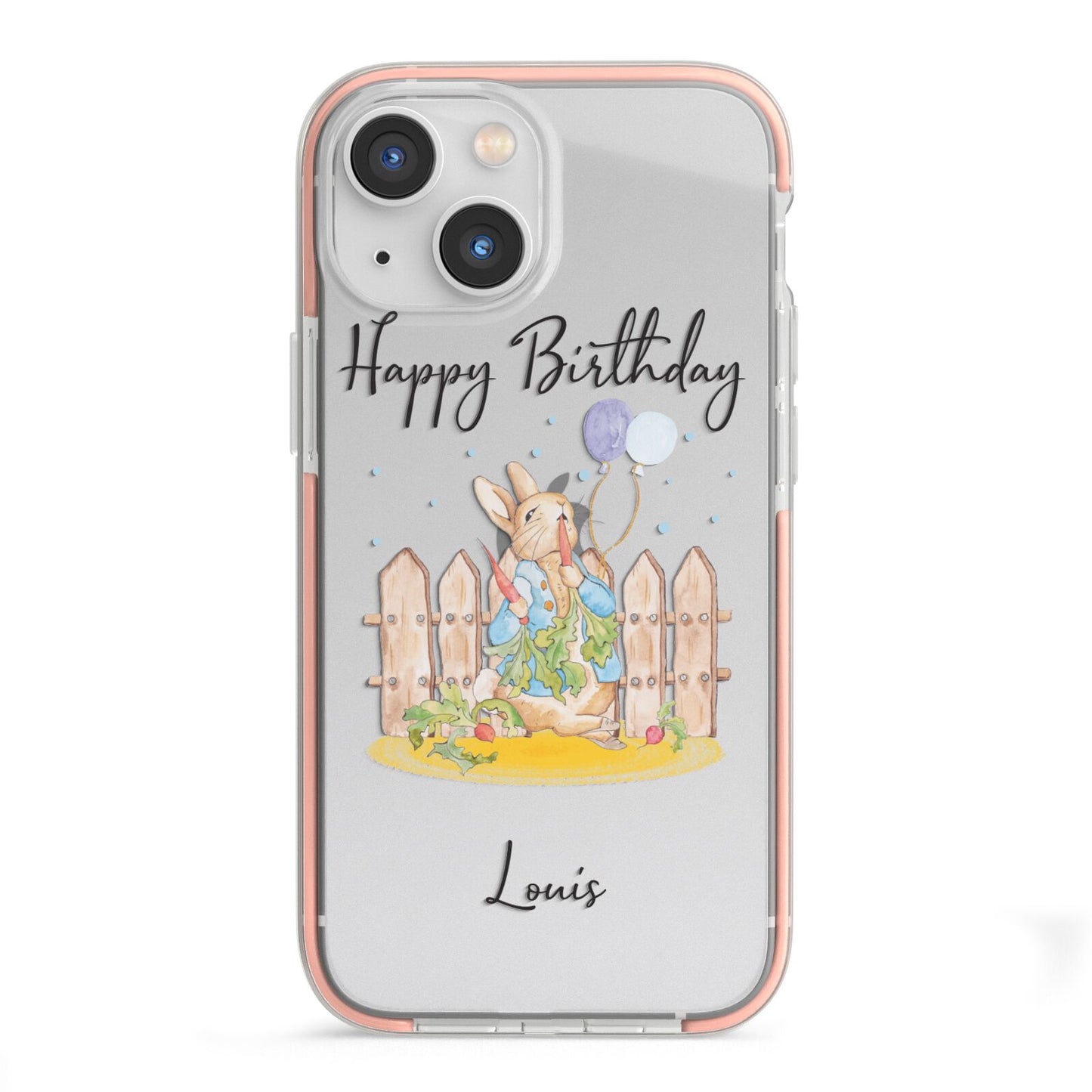 Personalised Father s Day Rabbit iPhone 13 Mini TPU Impact Case with Pink Edges