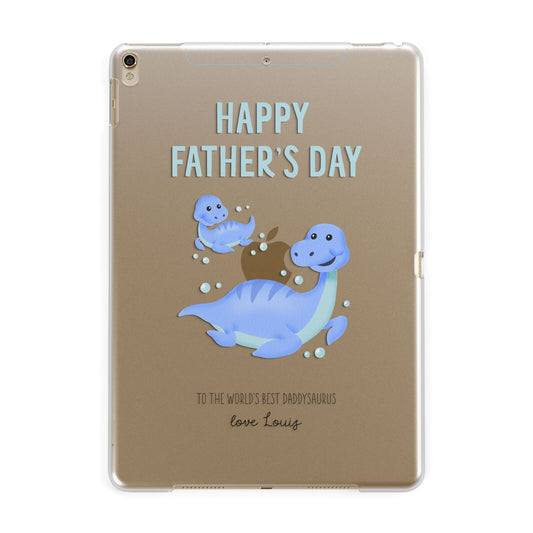 Personalised Fathers Day Dinosaur Apple iPad Gold Case