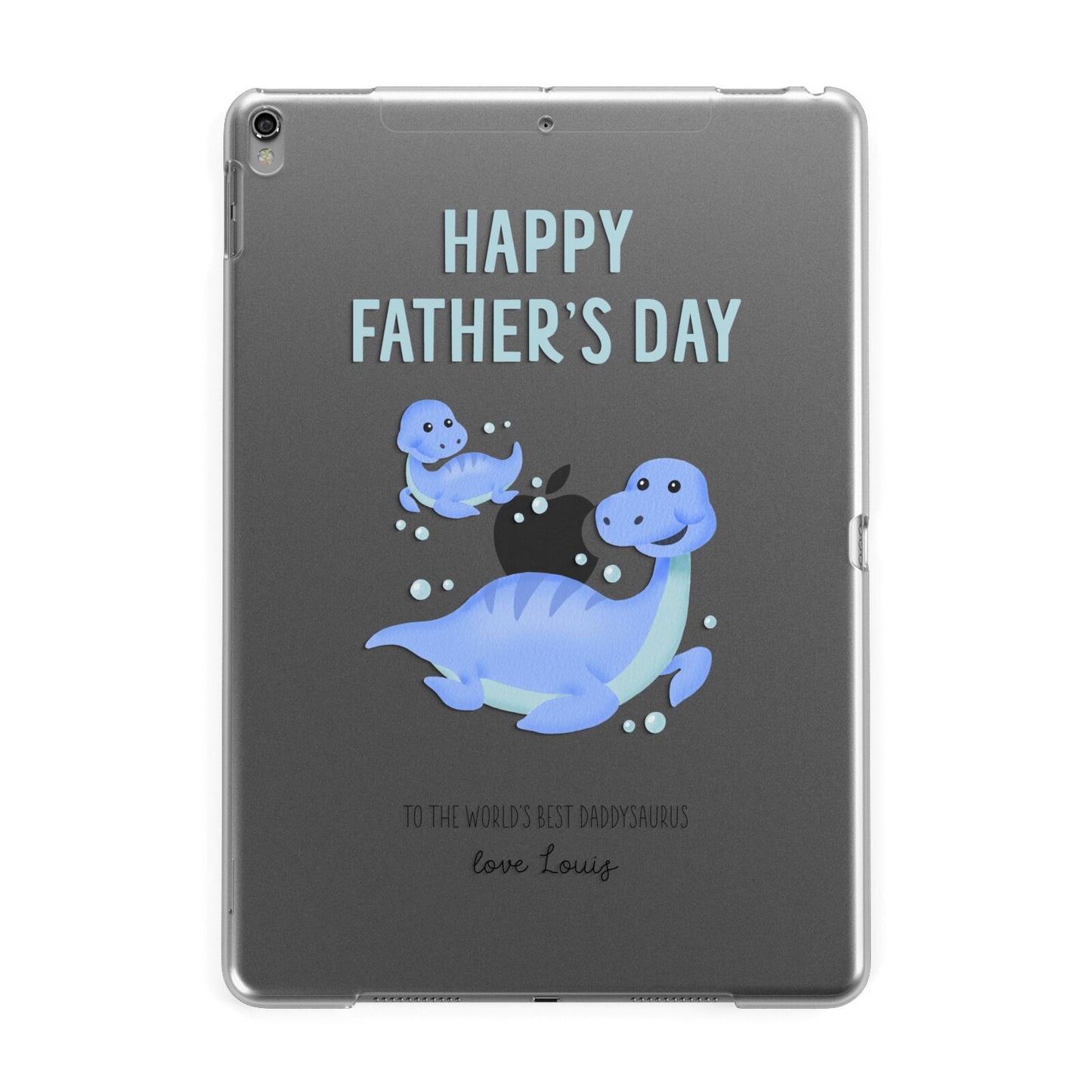 Personalised Fathers Day Dinosaur Apple iPad Grey Case