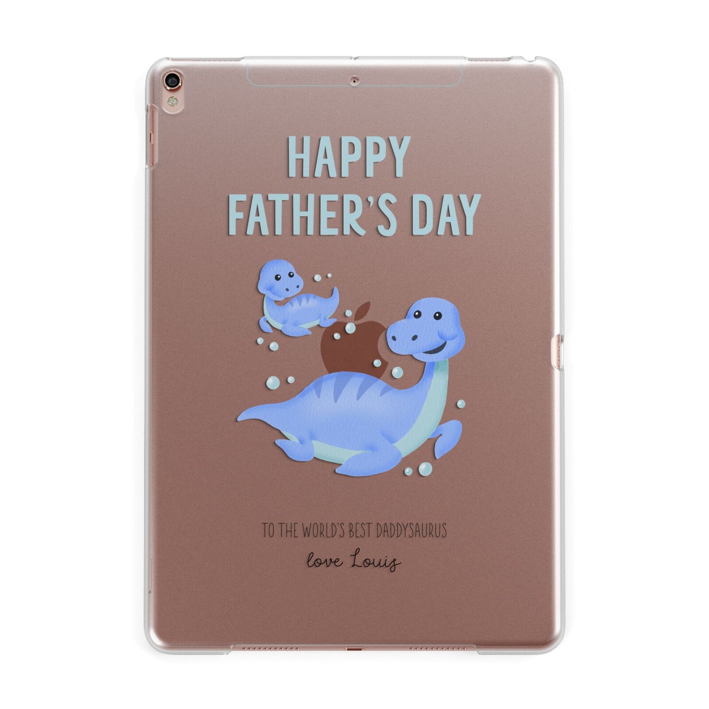 Personalised Fathers Day Dinosaur Apple iPad Rose Gold Case