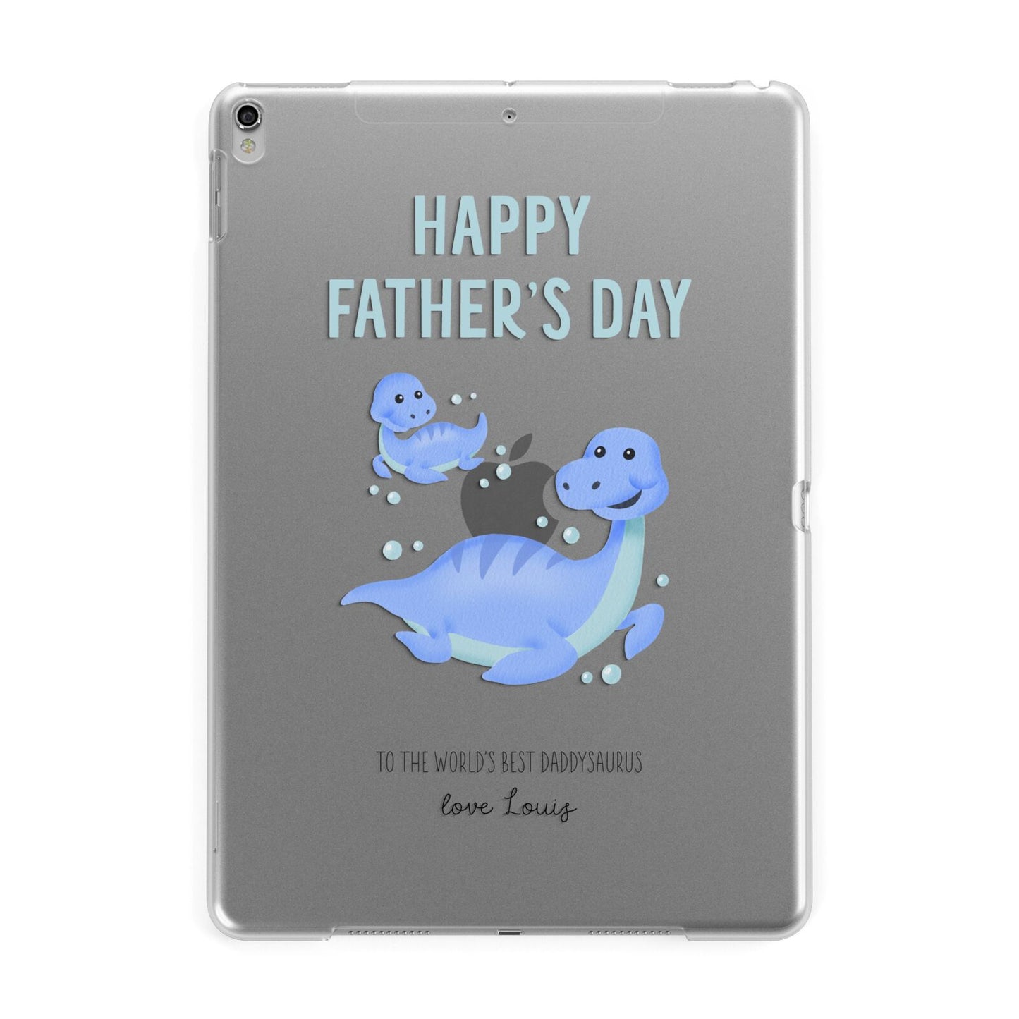 Personalised Fathers Day Dinosaur Apple iPad Silver Case