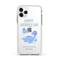 Personalised Fathers Day Dinosaur Apple iPhone 11 Pro in Silver with White Impact Case