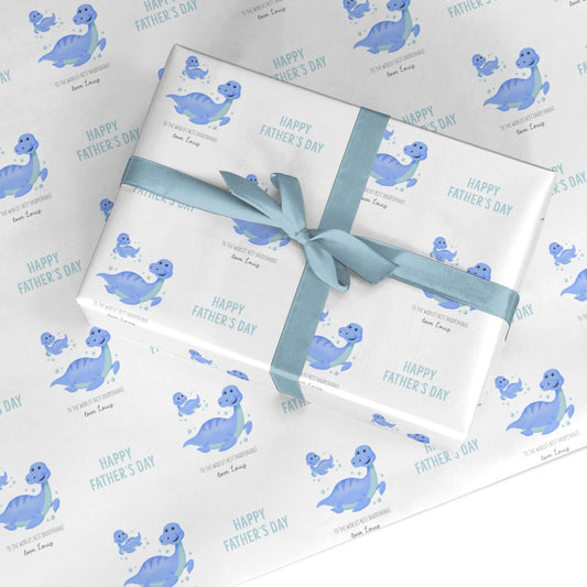 Personalised Fathers Day Dinosaur Custom Wrapping Paper
