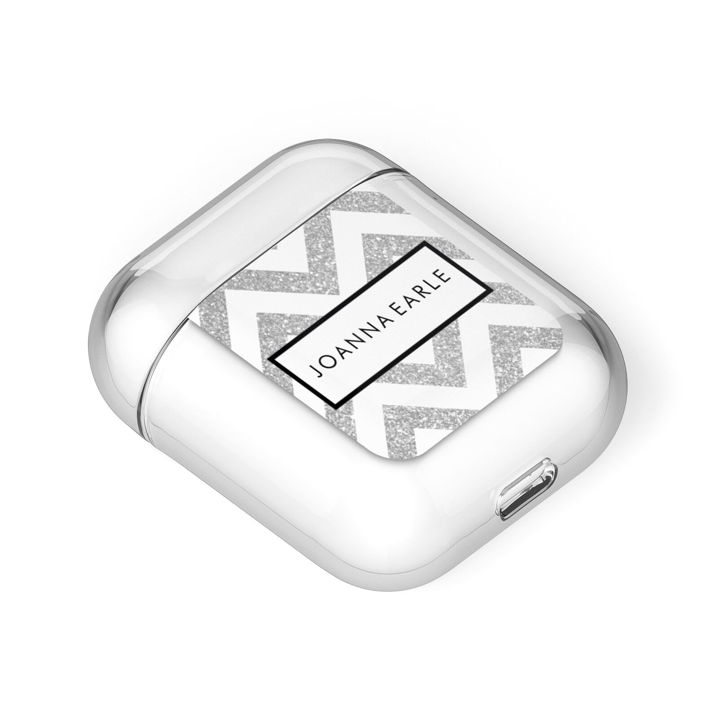 Personalised Faux Glitter Custom Name Initials AirPods Case Laid Flat