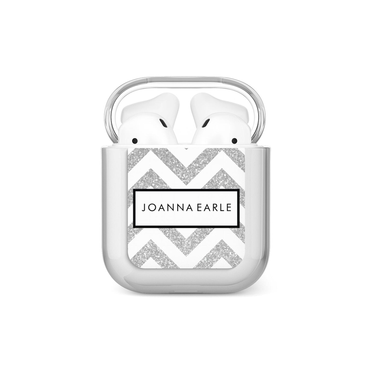 Personalised Faux Glitter Custom Name Initials AirPods Case