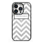 Personalised Faux Glitter Custom Name Initials iPhone 14 Pro Black Impact Case on Silver phone
