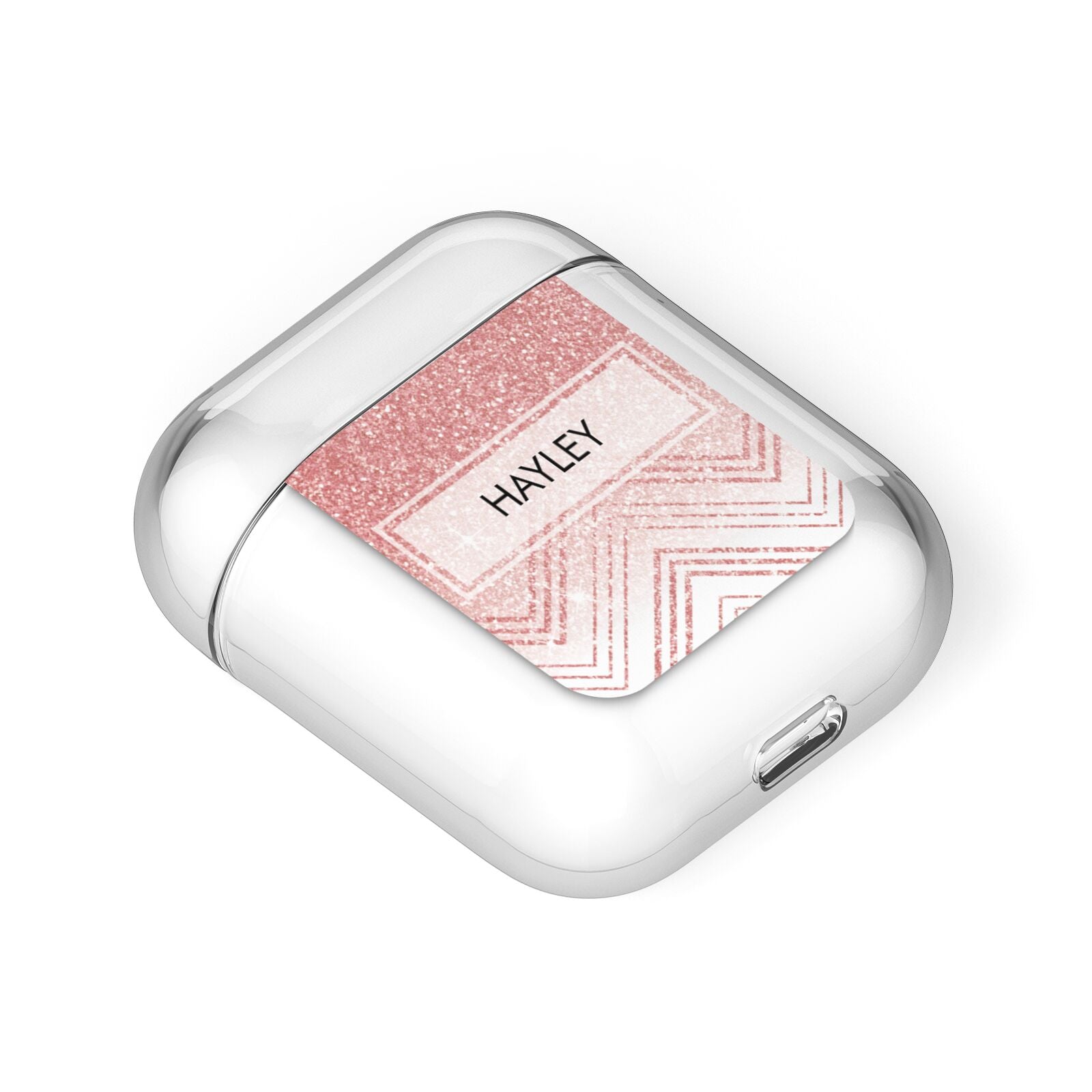 Personalised Faux Glitter Effect Name Initials AirPods Case Laid Flat