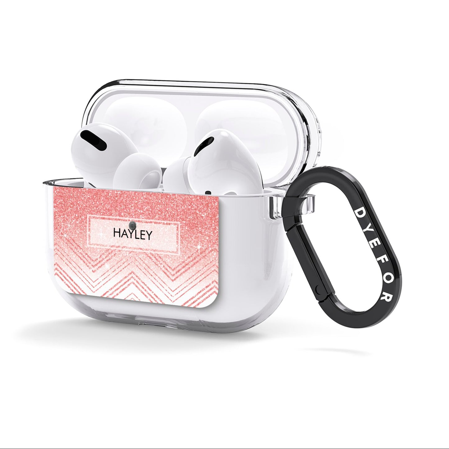 Personalised Faux Glitter Effect Name Initials AirPods Clear Case 3rd Gen Side Image