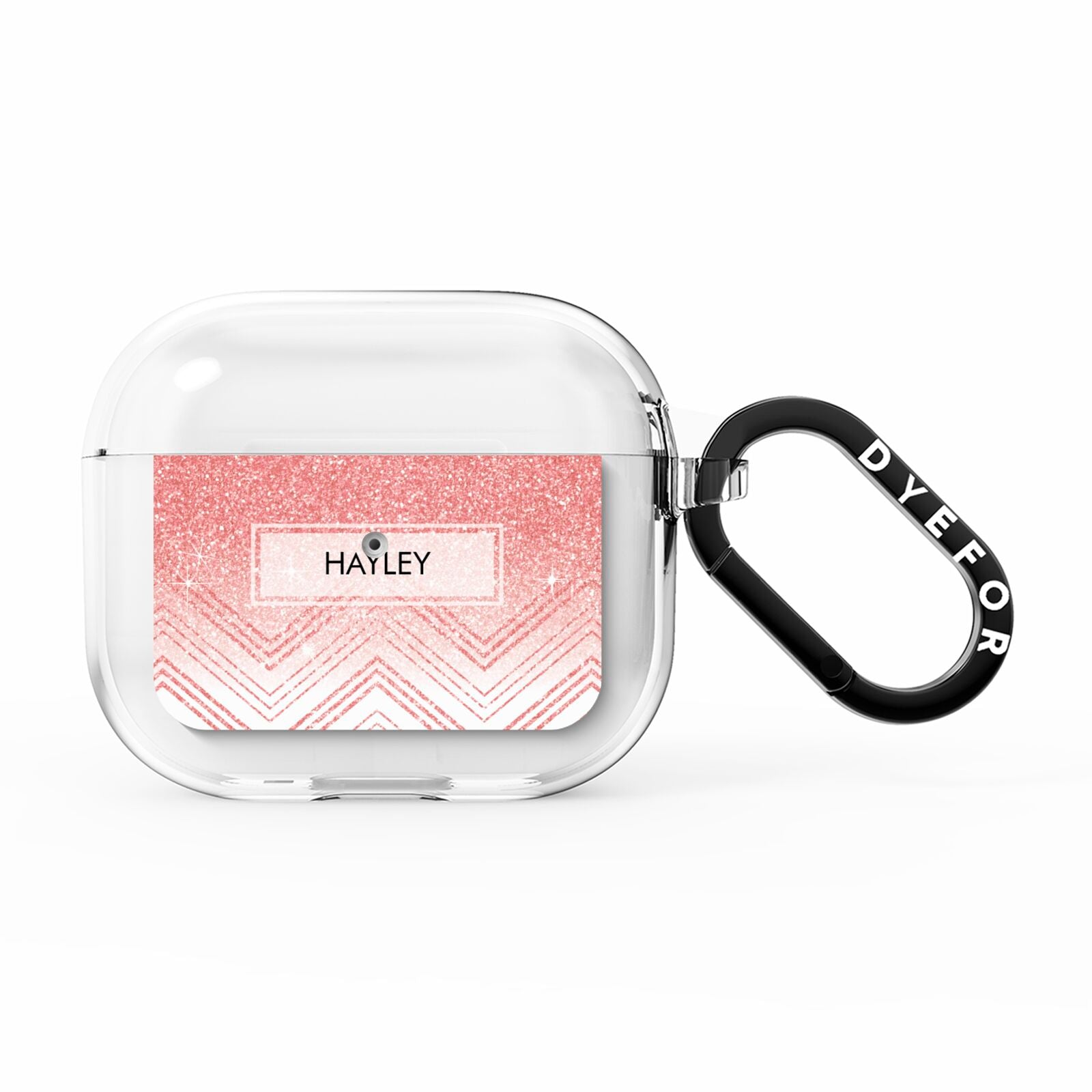 Personalised Faux Glitter Effect Name Initials AirPods Clear Case 3rd Gen