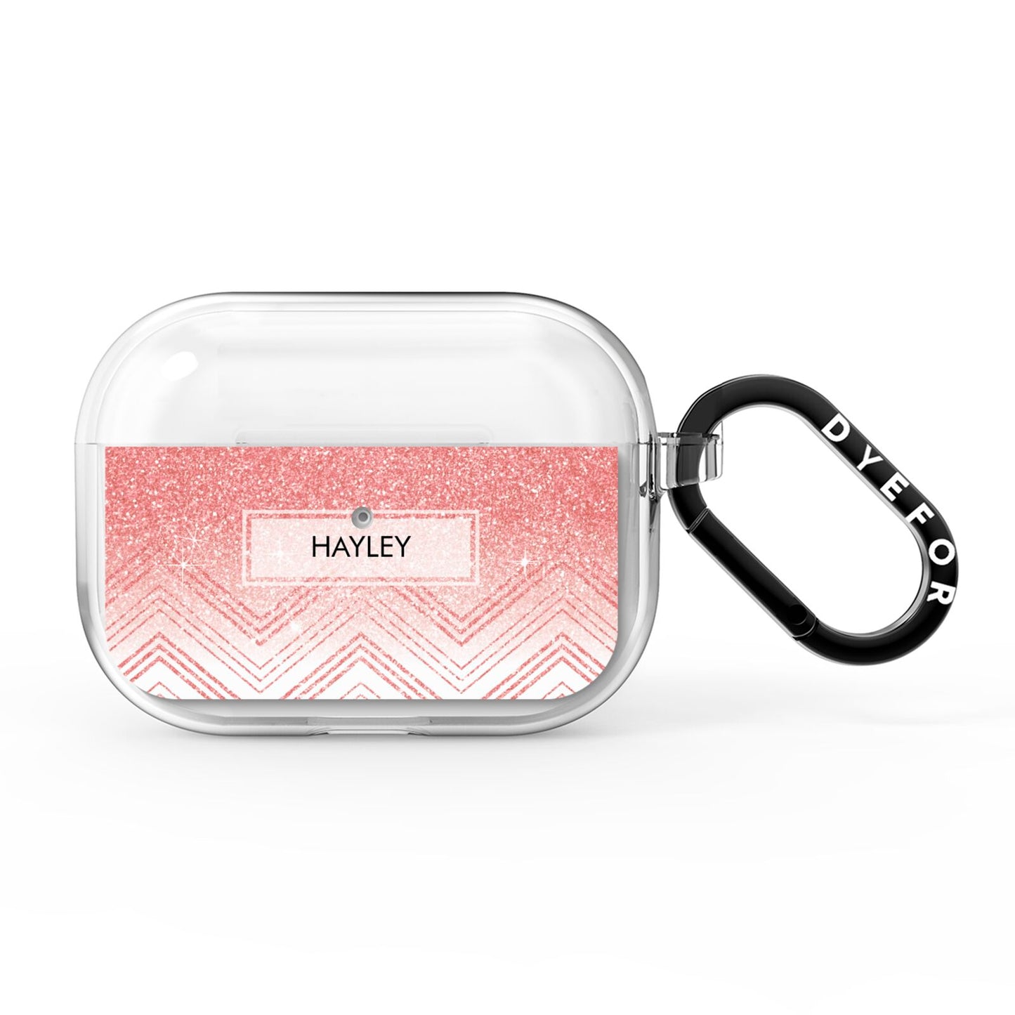 Personalised Faux Glitter Effect Name Initials AirPods Pro Clear Case